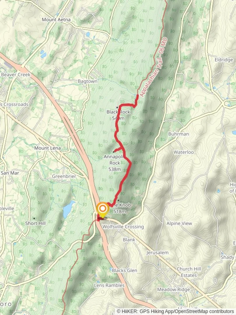 An image depicting the trail Black Rock and Annapolis Rock via Appalachian Trail and its surrounding area.