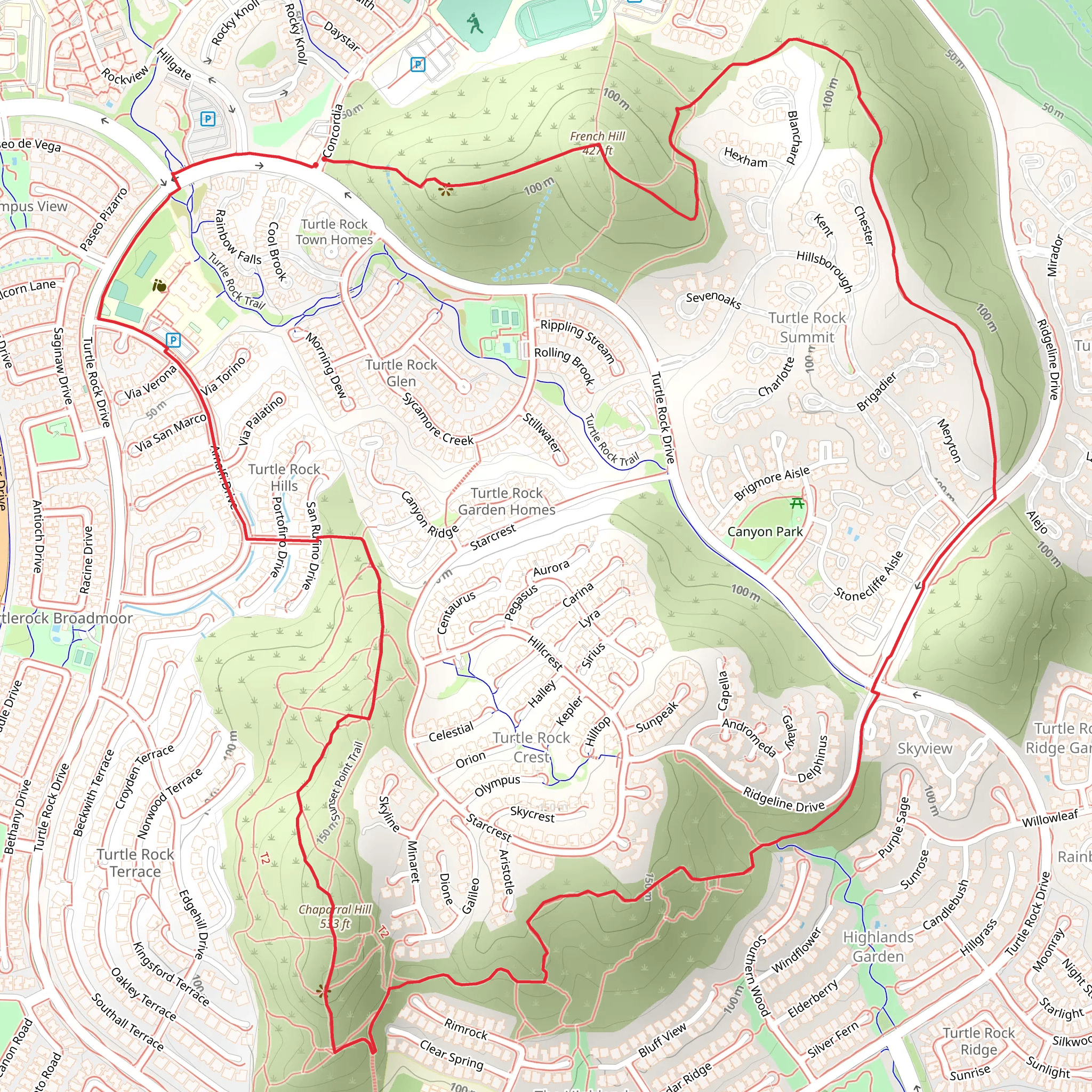 Loop around Turtle Rock mobile static map
