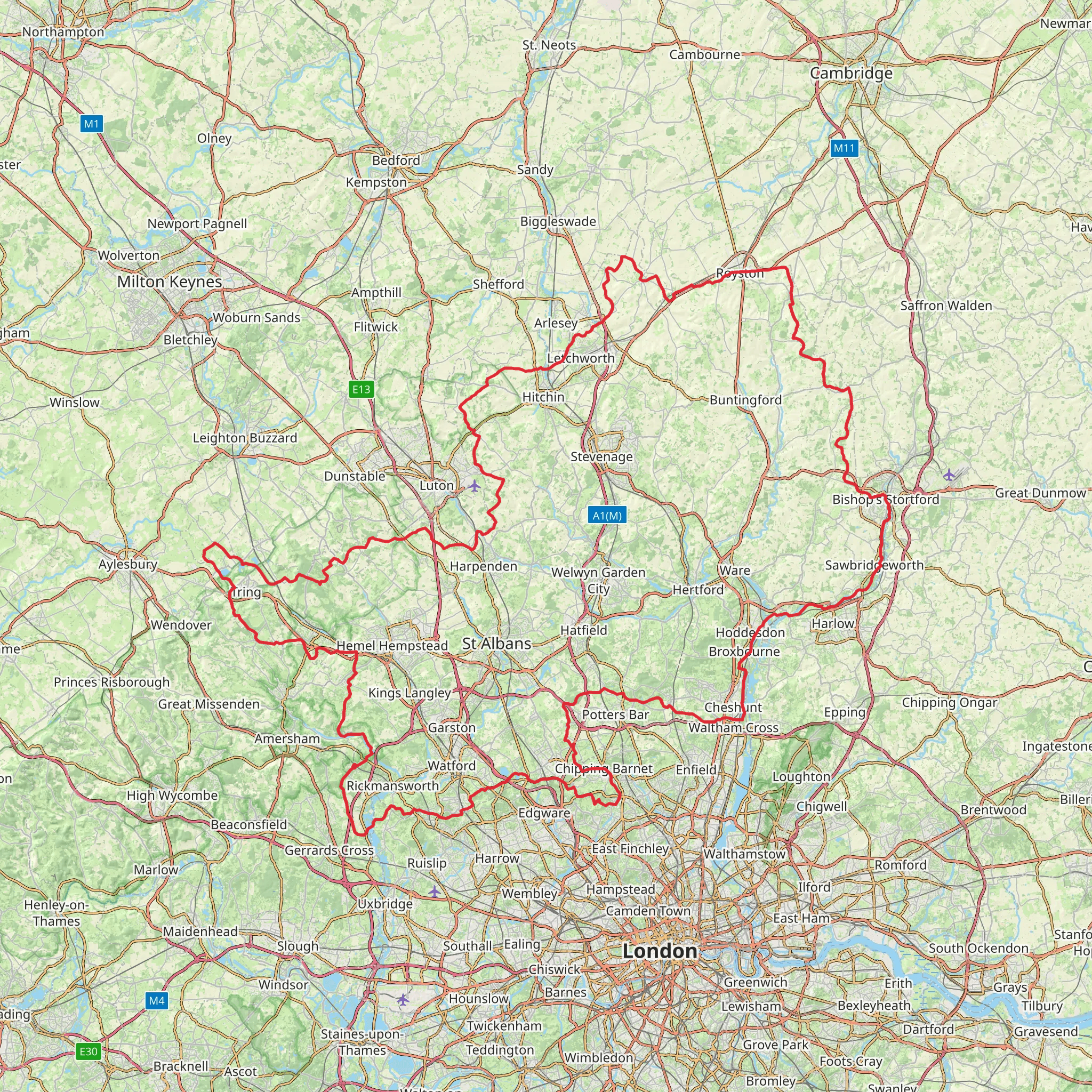 Hertfordshire Border from Chorleywood mobile static map