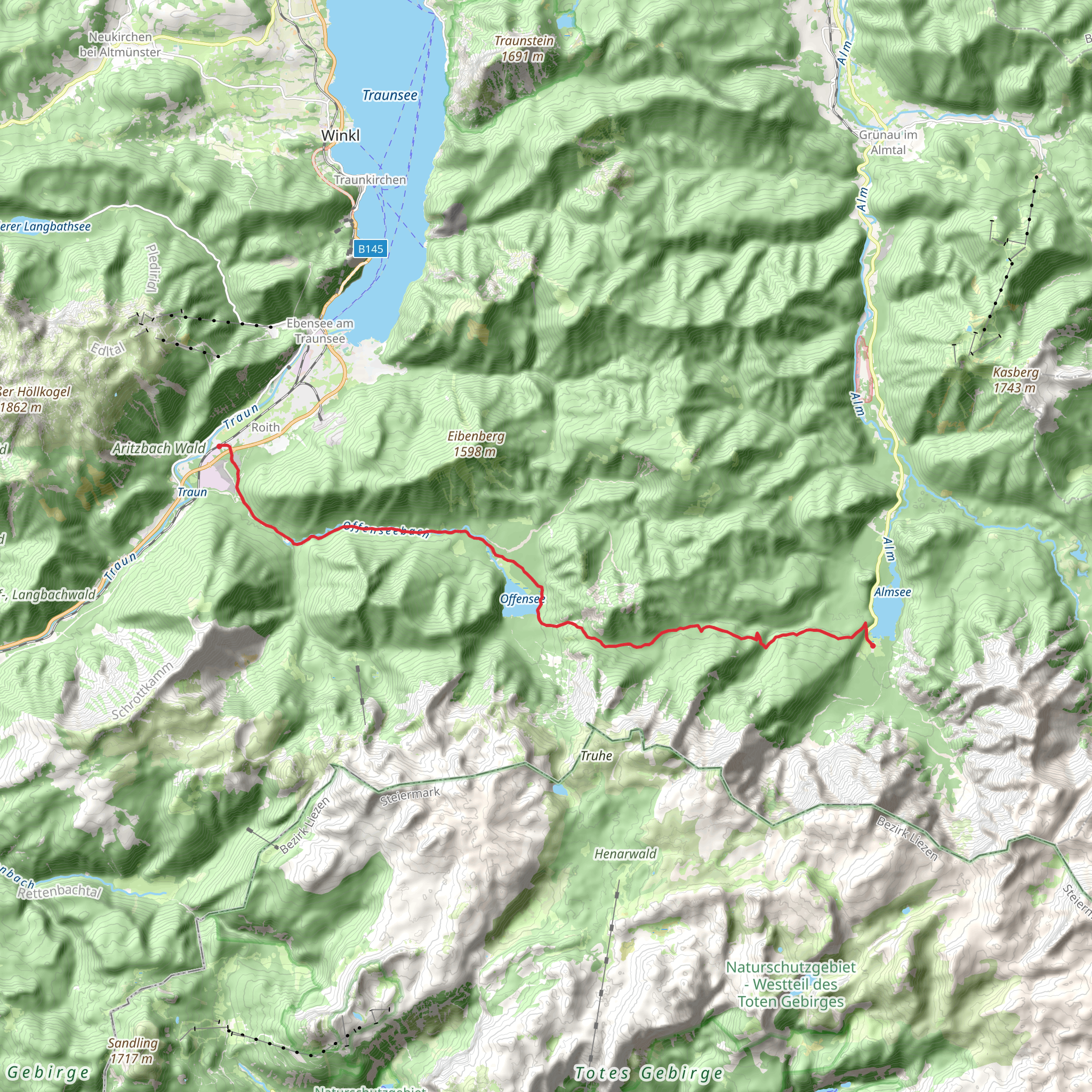 Almsee - Hochpfad - Offensee-Steinkogel near Ebensee mobile static map