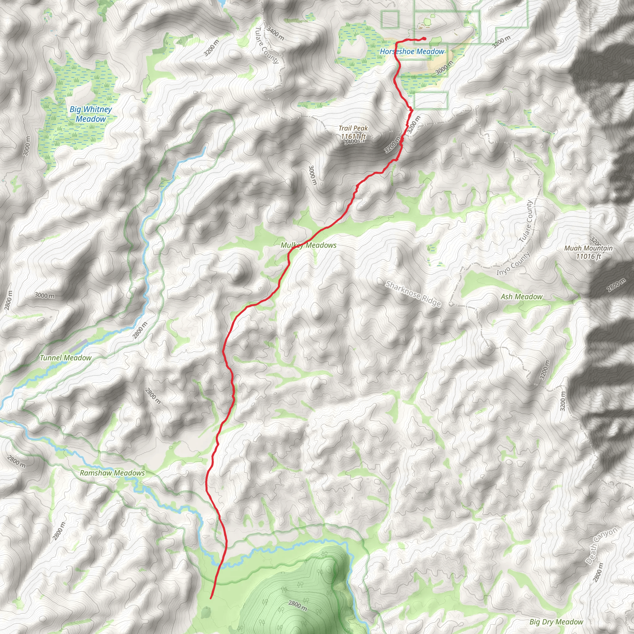 Mulkey Meadow - Templeton Meadow via Trail Pass Trail mobile static map