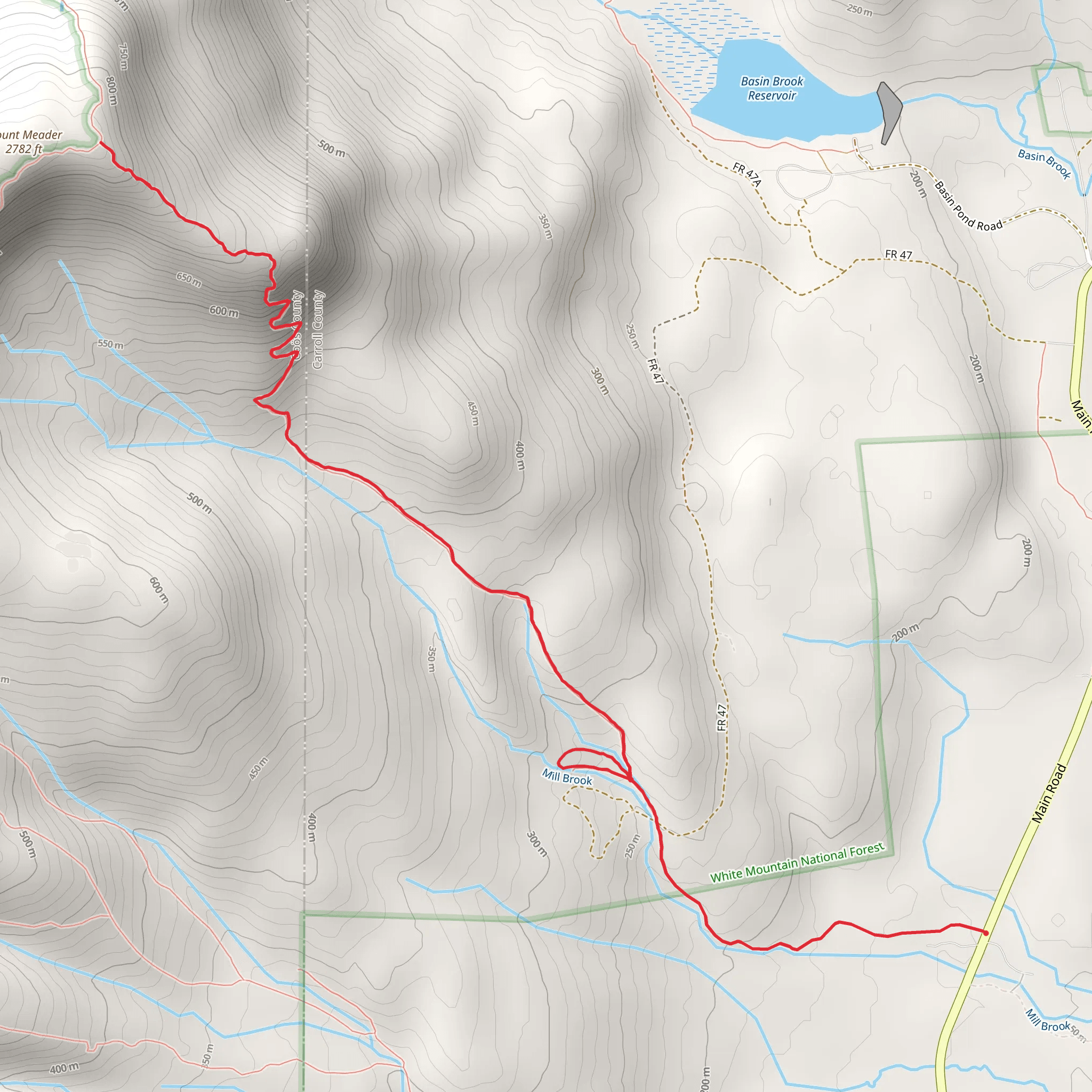 Mount Meader Trail mobile static map