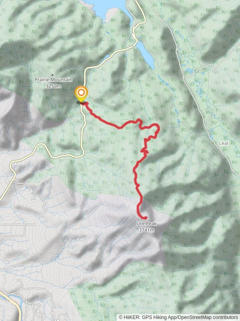An image depicting the trail Ute Peak via Ute Pass Trail and its surrounding area.