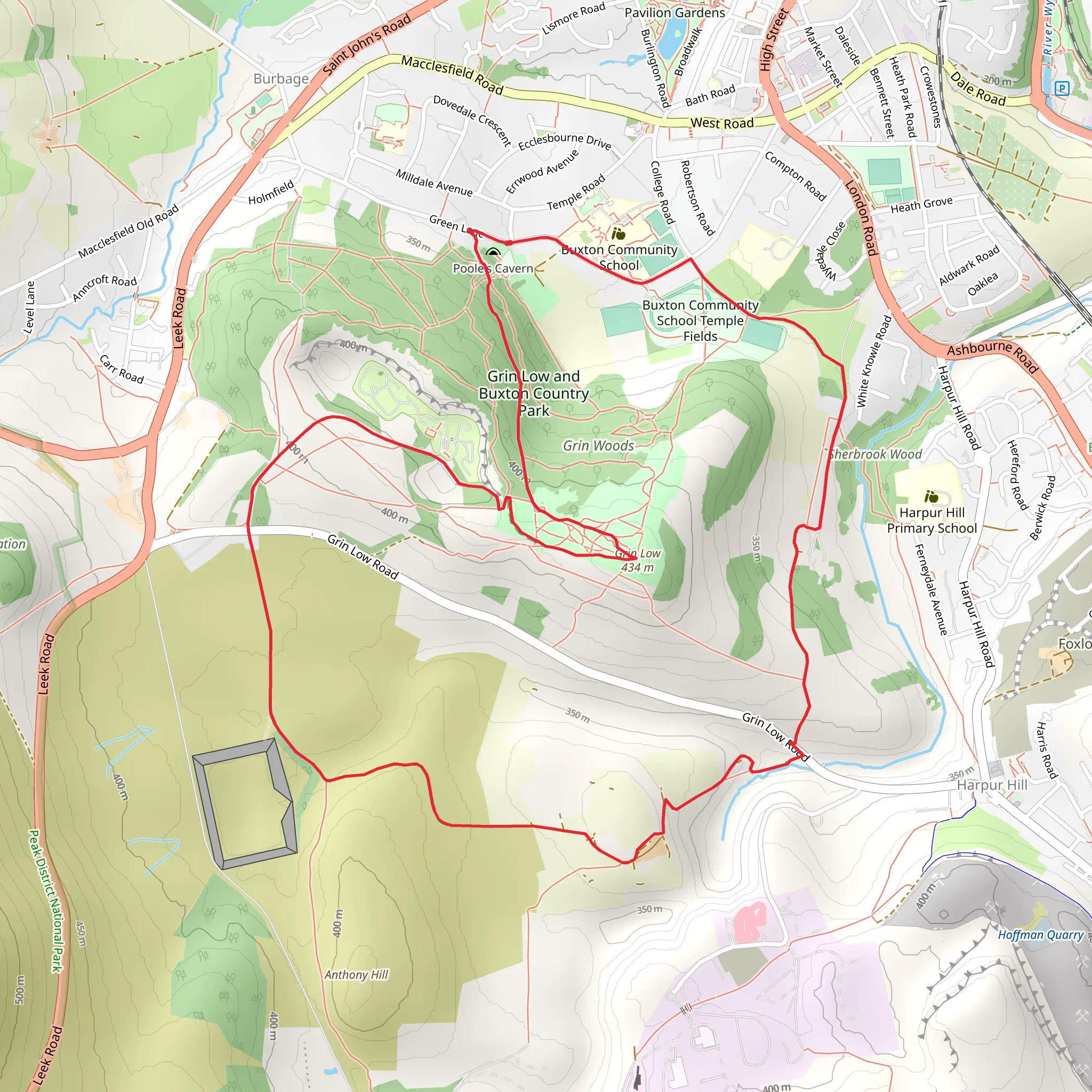 Grin Low and Grin Woods Loop mobile static map