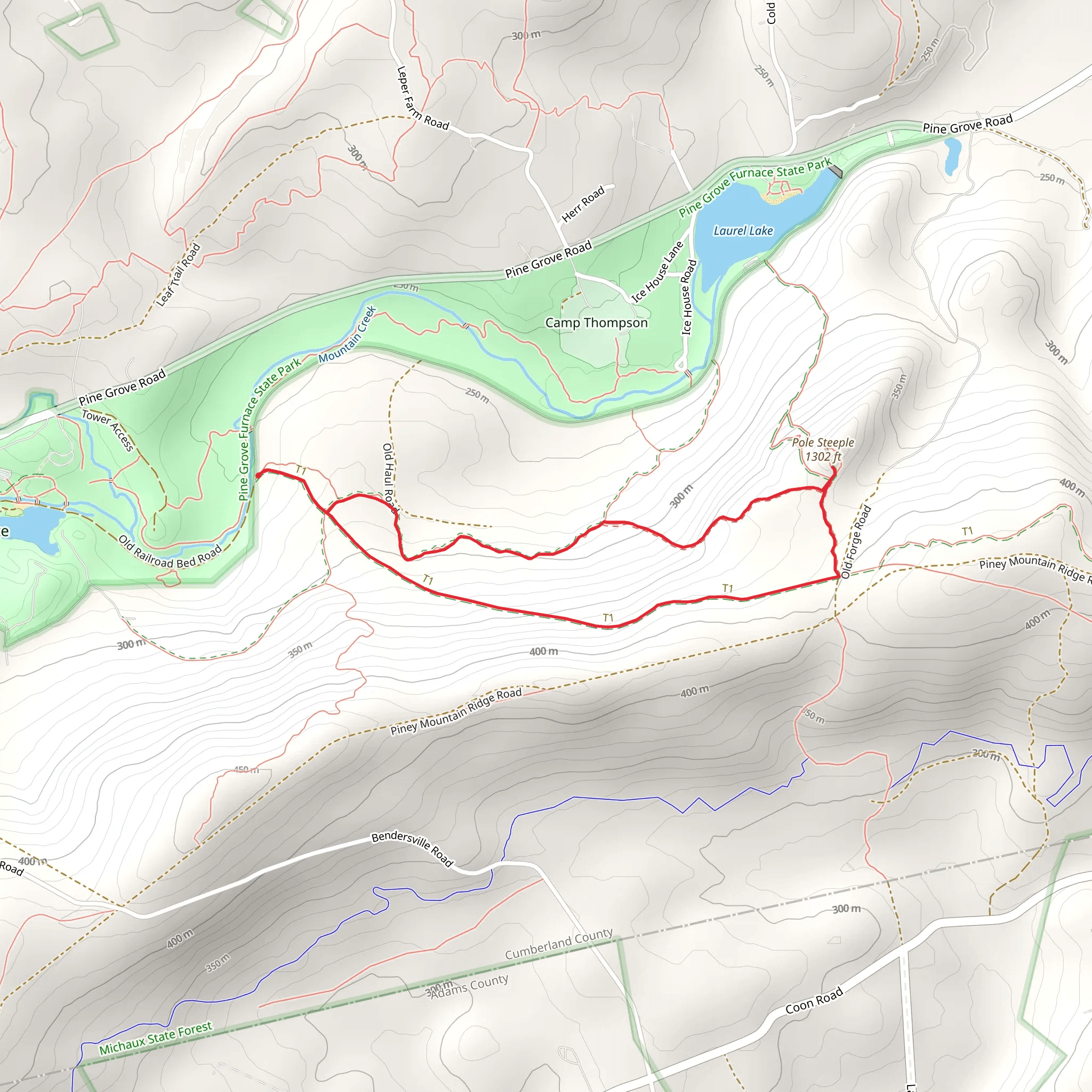Pole Steeple Loop mobile static map