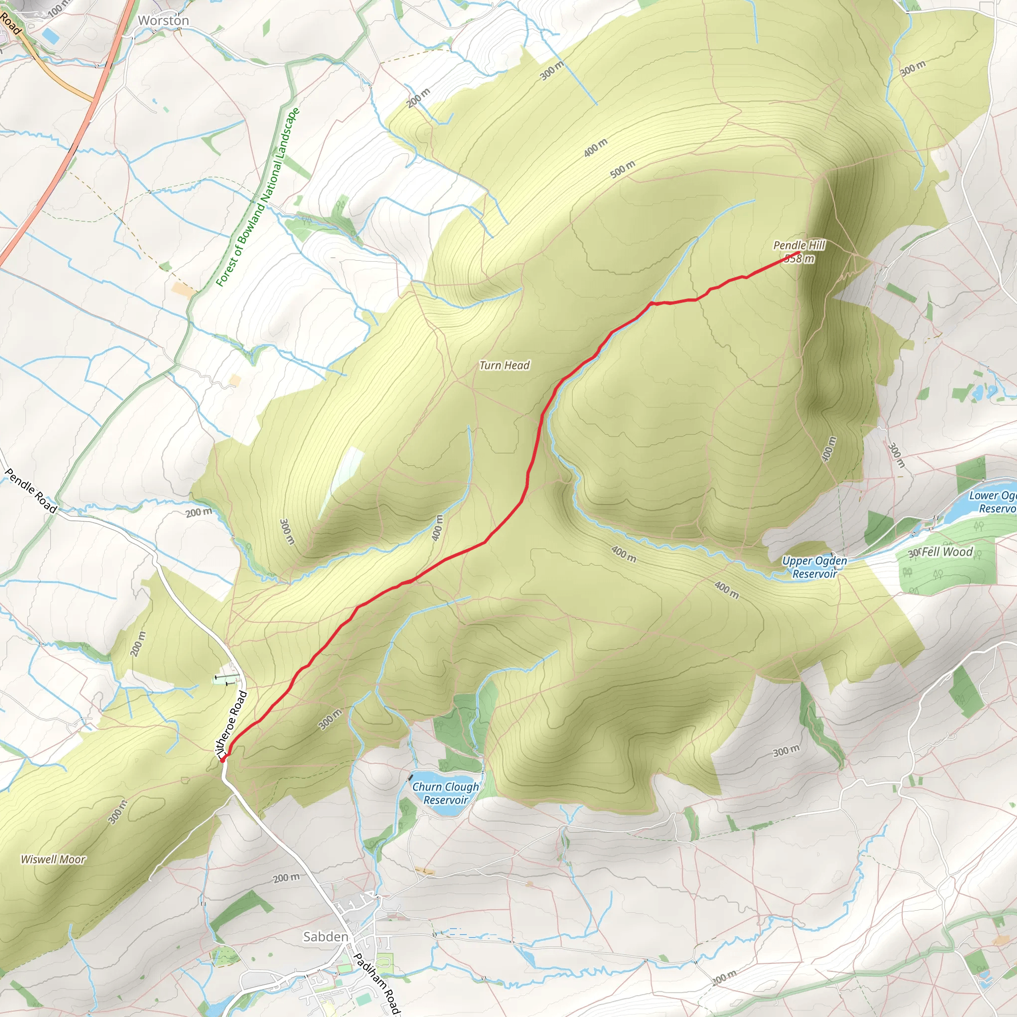 Pendle Hill from Nick O'Pendle mobile static map