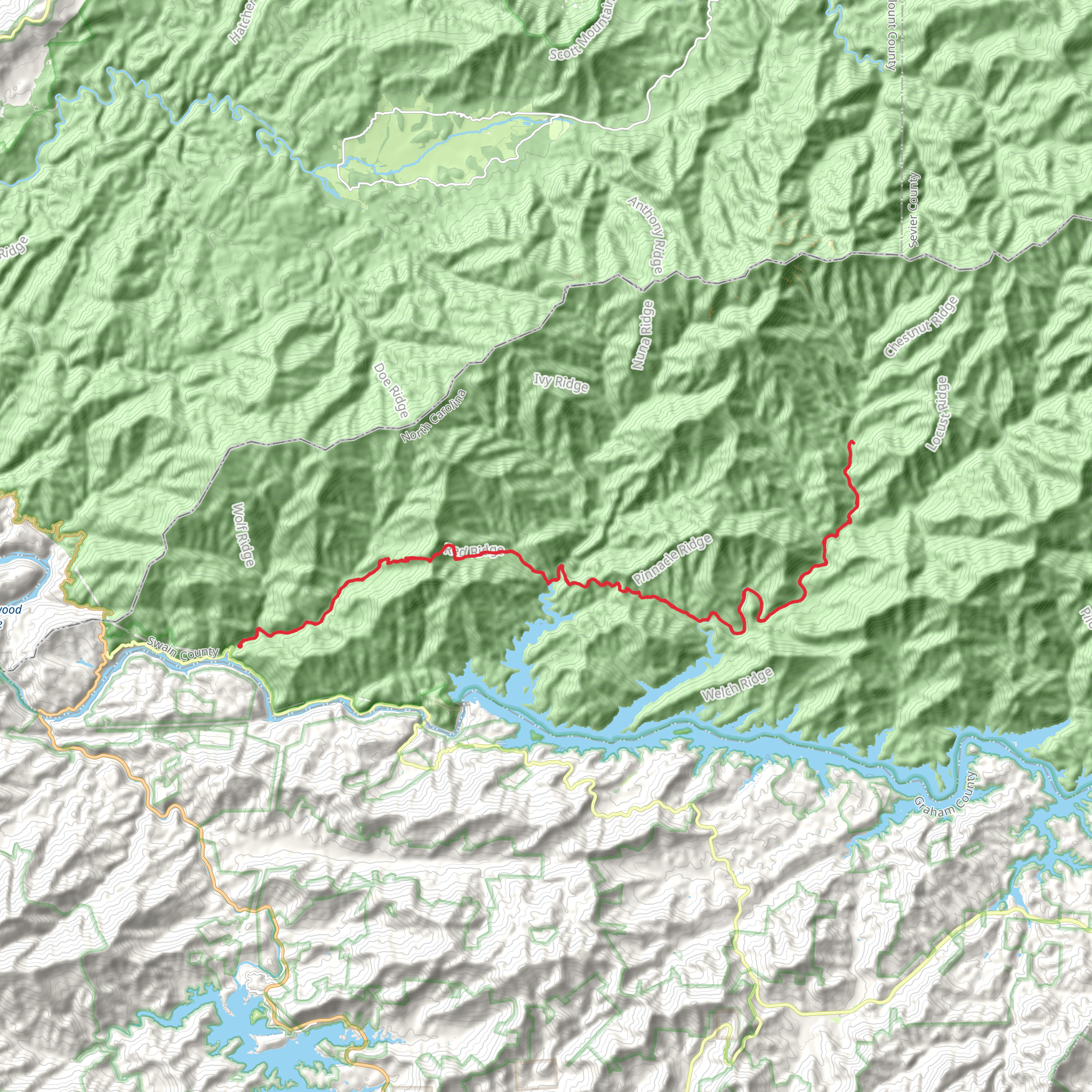 Bone Valley via Hazel Creek Trail mobile static map