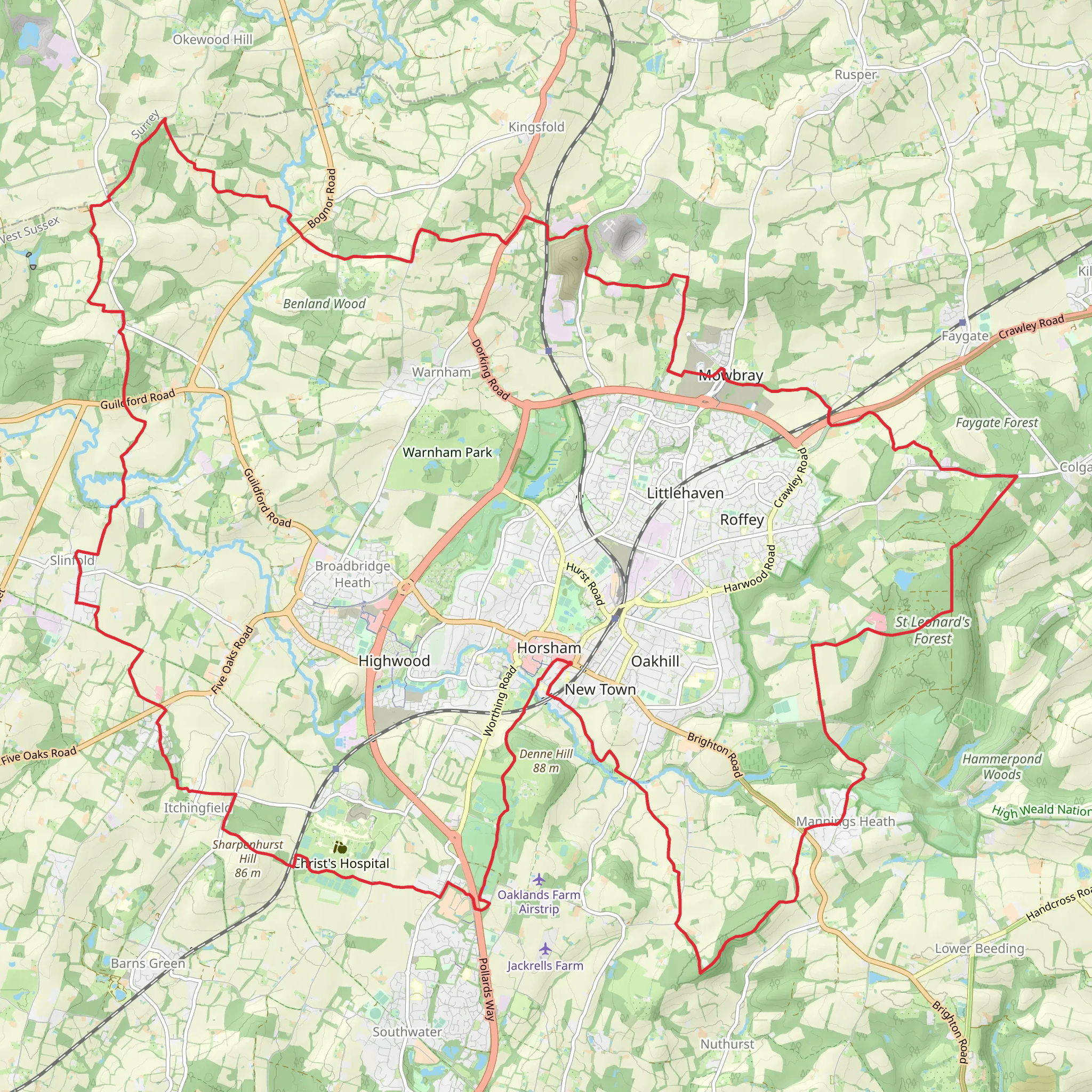 Horsham Loop Walk mobile static map
