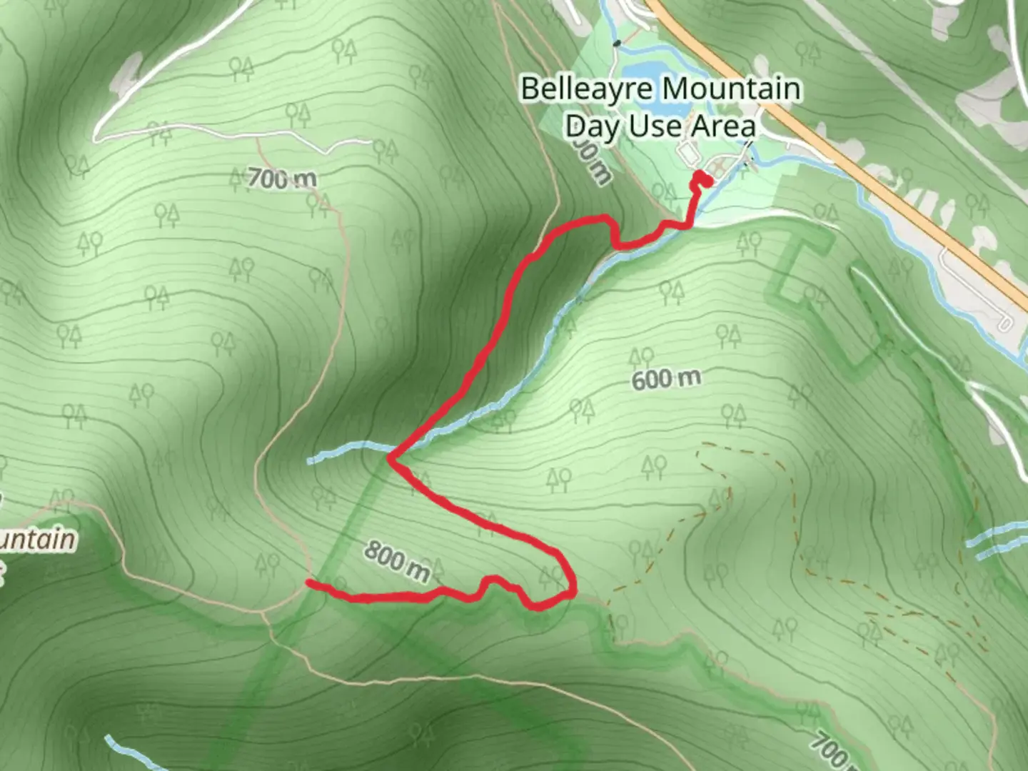 An image depicting the trail Giggle Hollow Trail - Blue and its surrounding area.
