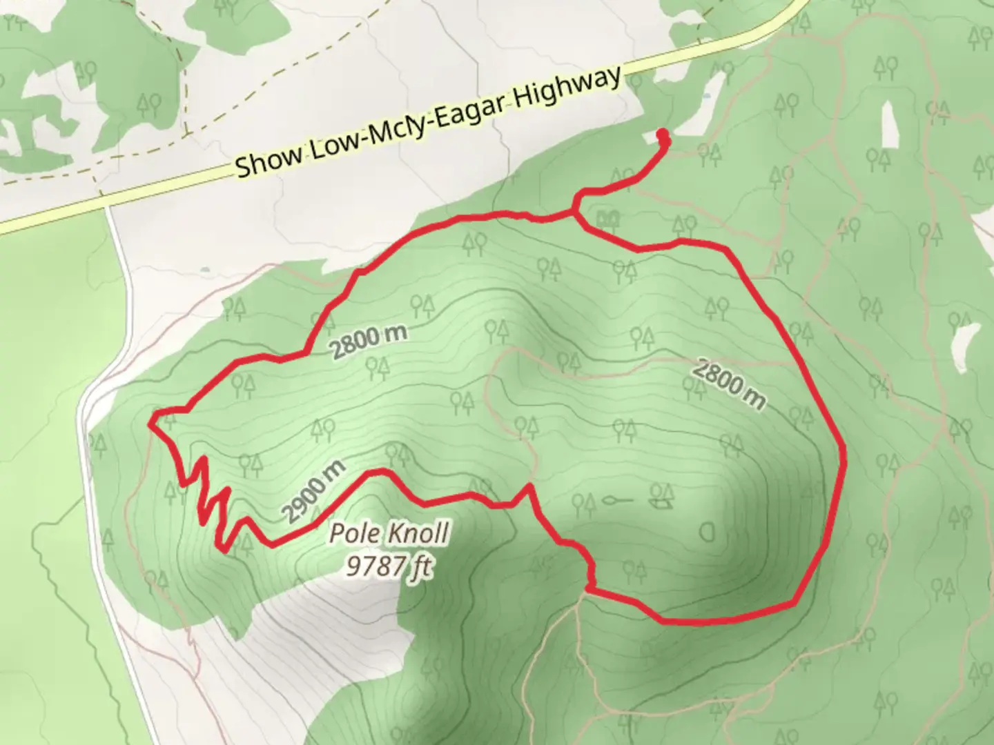 An image depicting the trail Pole Knoll Loop and its surrounding area.
