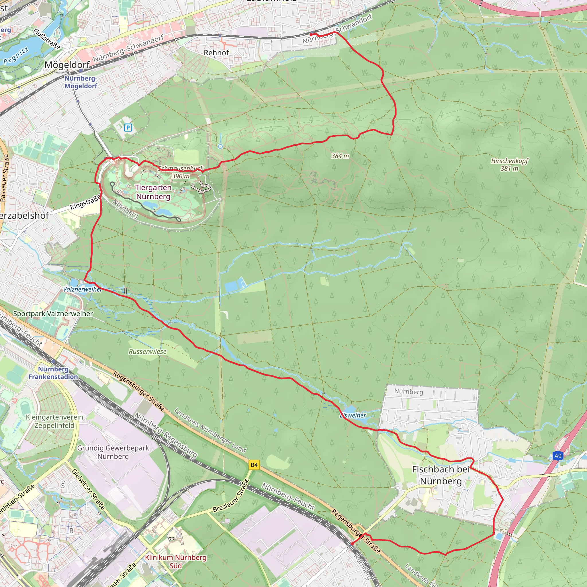 Nürnberg-Laufamholz to Fischbach Walk mobile static map