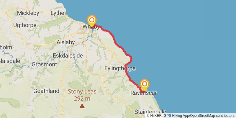 England Coast Path - Filey Brigg to Middlesbrough stage 3 Map