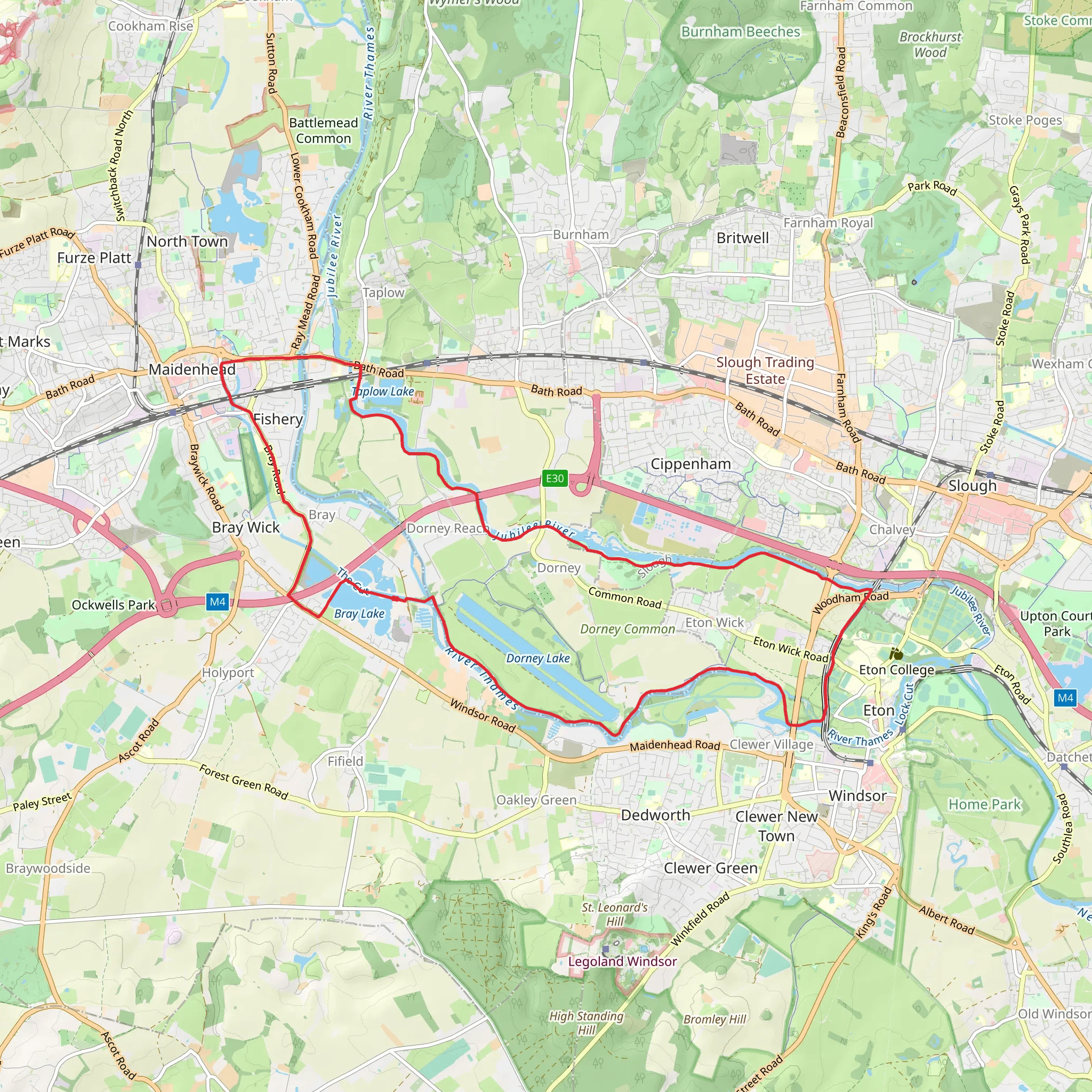 Bray Lake and Jubilee River via Jubilee River Way mobile static map