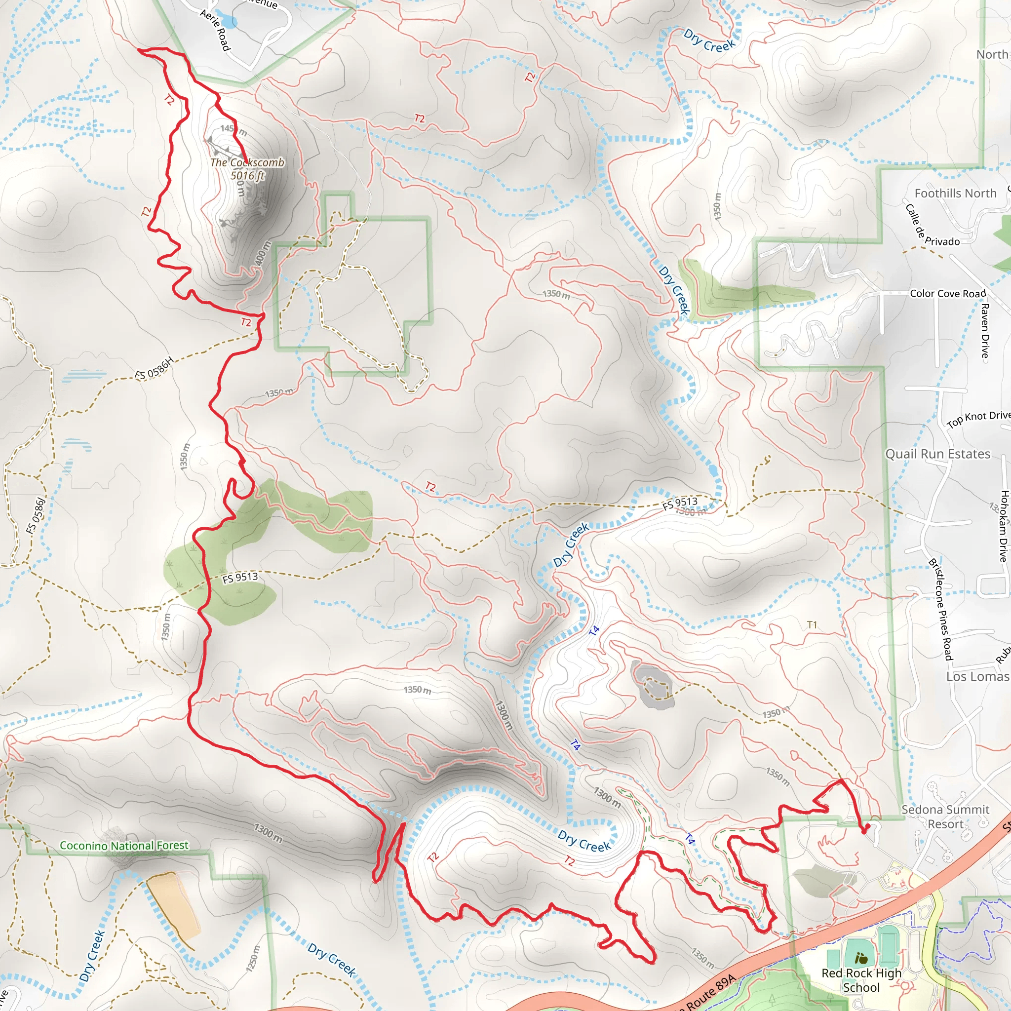 The Cockscomb via Outer Limits mobile static map