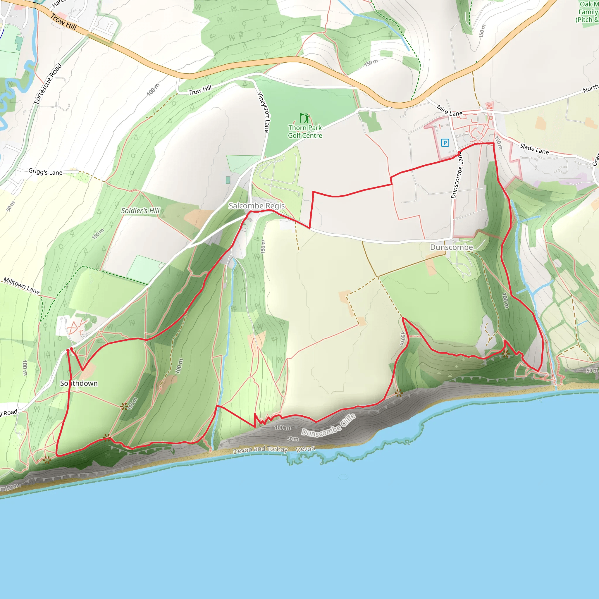 Salcombe Hill Circular Walk mobile static map