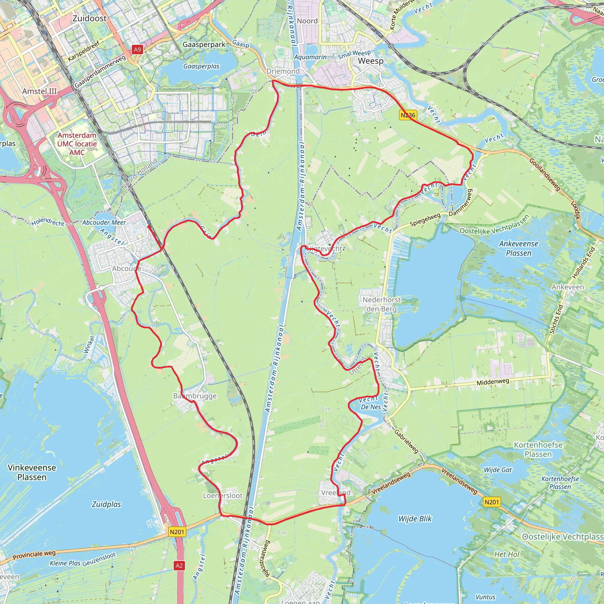 Fort Hinderdam, De Nes and Gein via Gooilandse Weg mobile static map