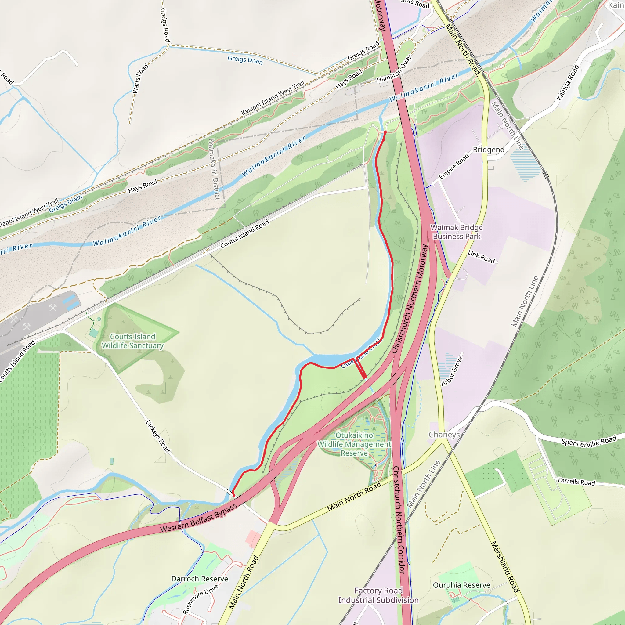 Dickeys to Waimakariri Trail mobile static map