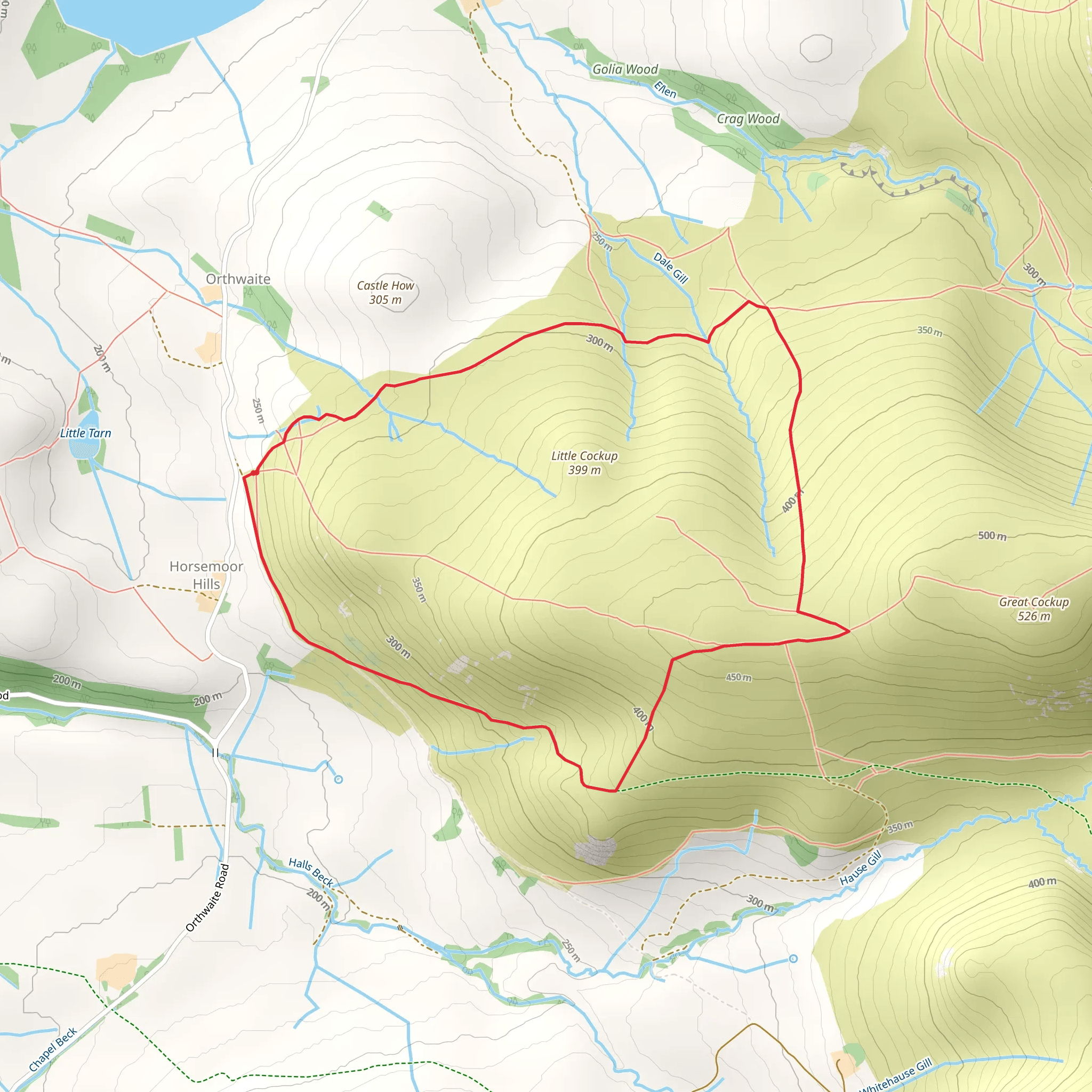 Orthwaite Bank and Little Cockup mobile static map