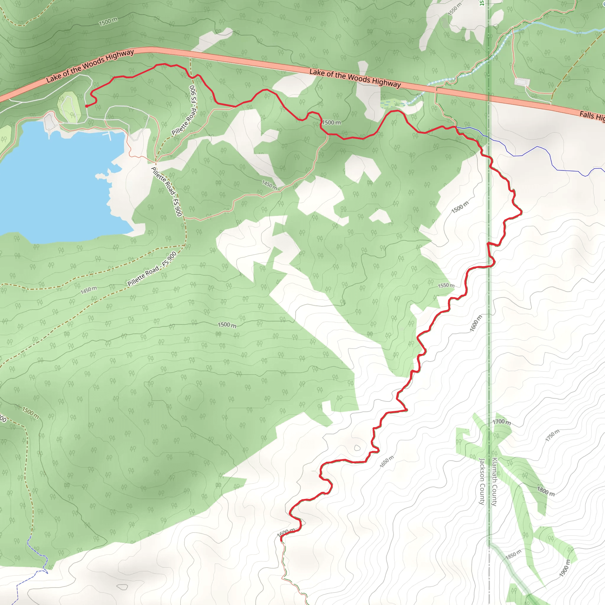 High Lakes and Pacific Crest Trail mobile static map