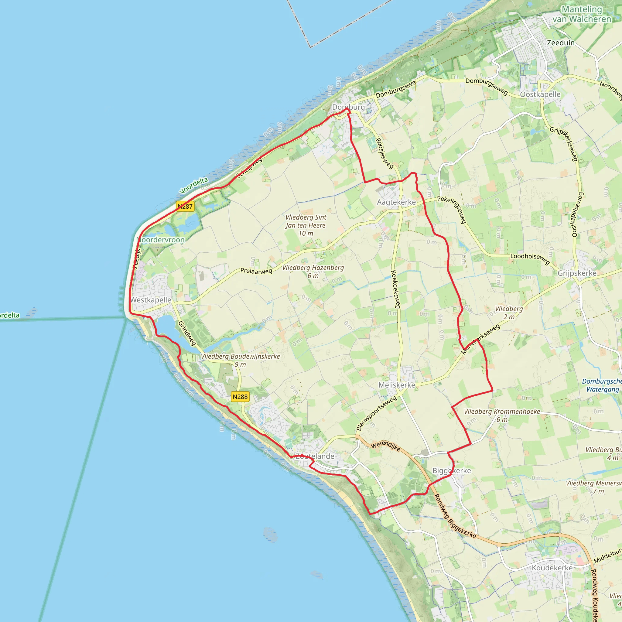 Westkapelsche Kreek via Nederlands Kustpad deel and Klooster Weg mobile static map