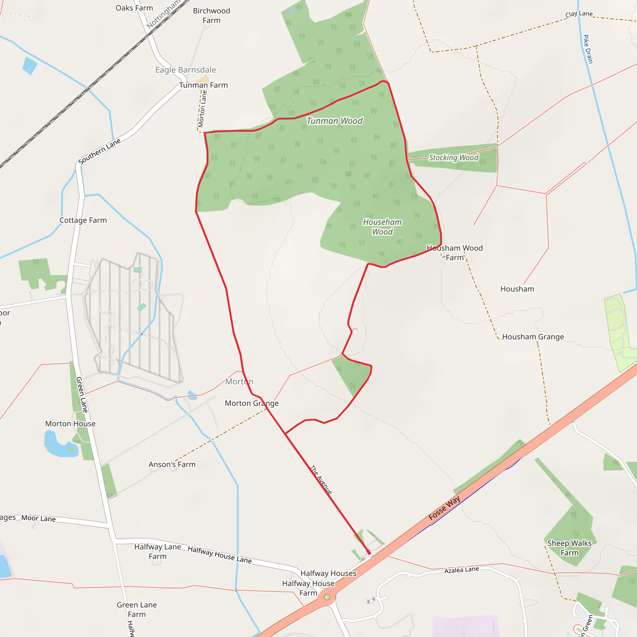 Tunman and Househam Wood Loop - Morton mobile static map