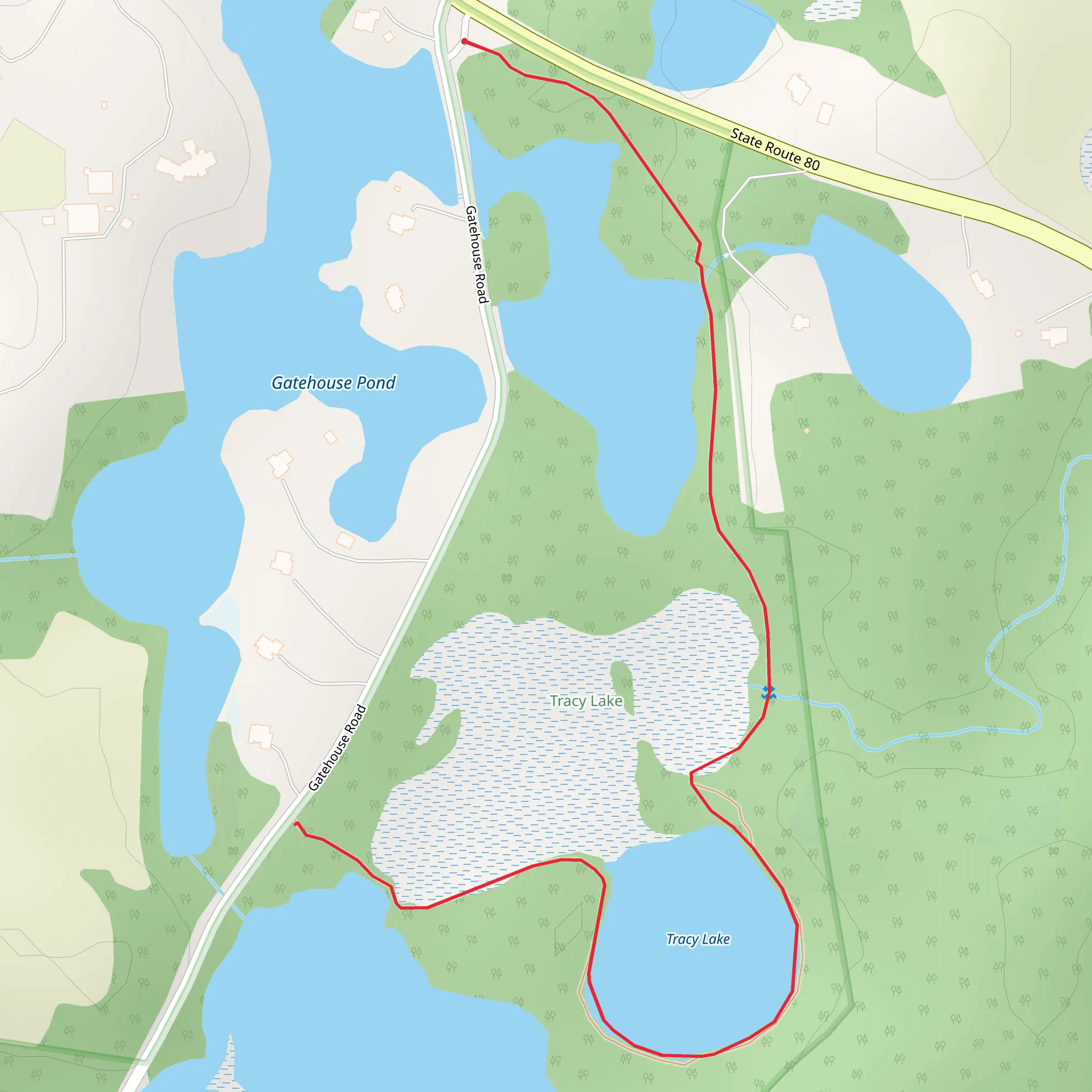 Tracy Lake Trail from Gatehouse Pond mobile static map