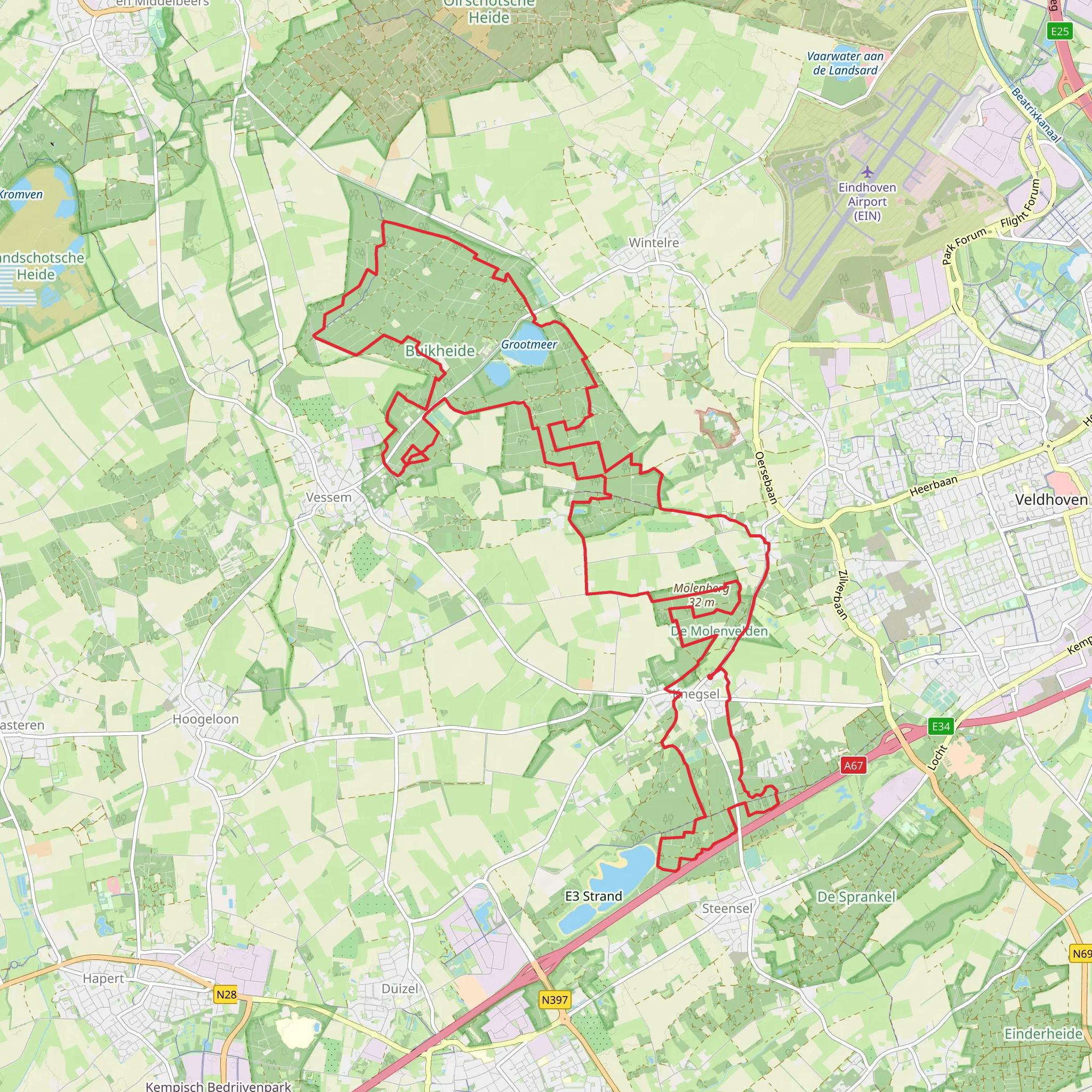 Grootmeer, Buikheide and De Molenvelden Loop mobile static map