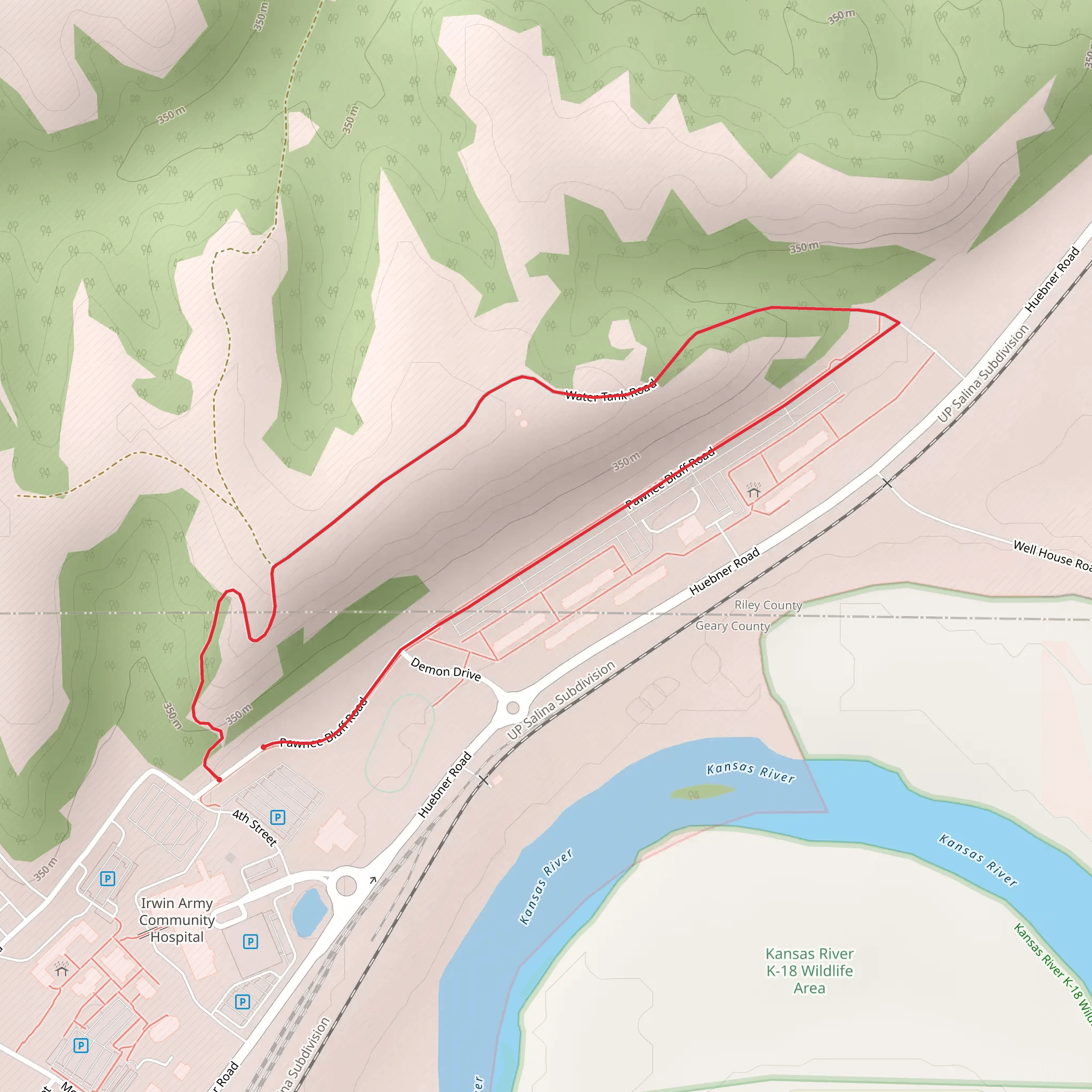 Water Tank Road and Pawnee Bluff Road Loop mobile static map