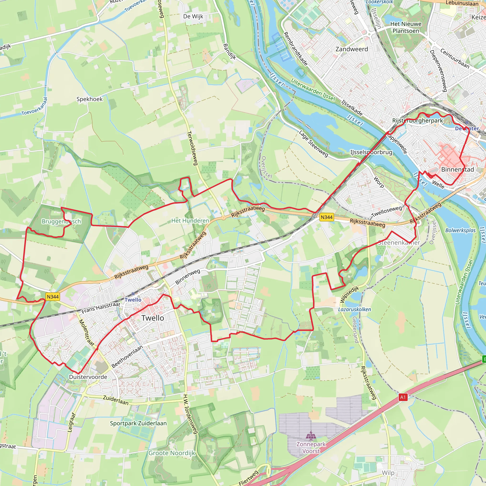 Hanzestedenpad and Fliertpad Loop mobile static map