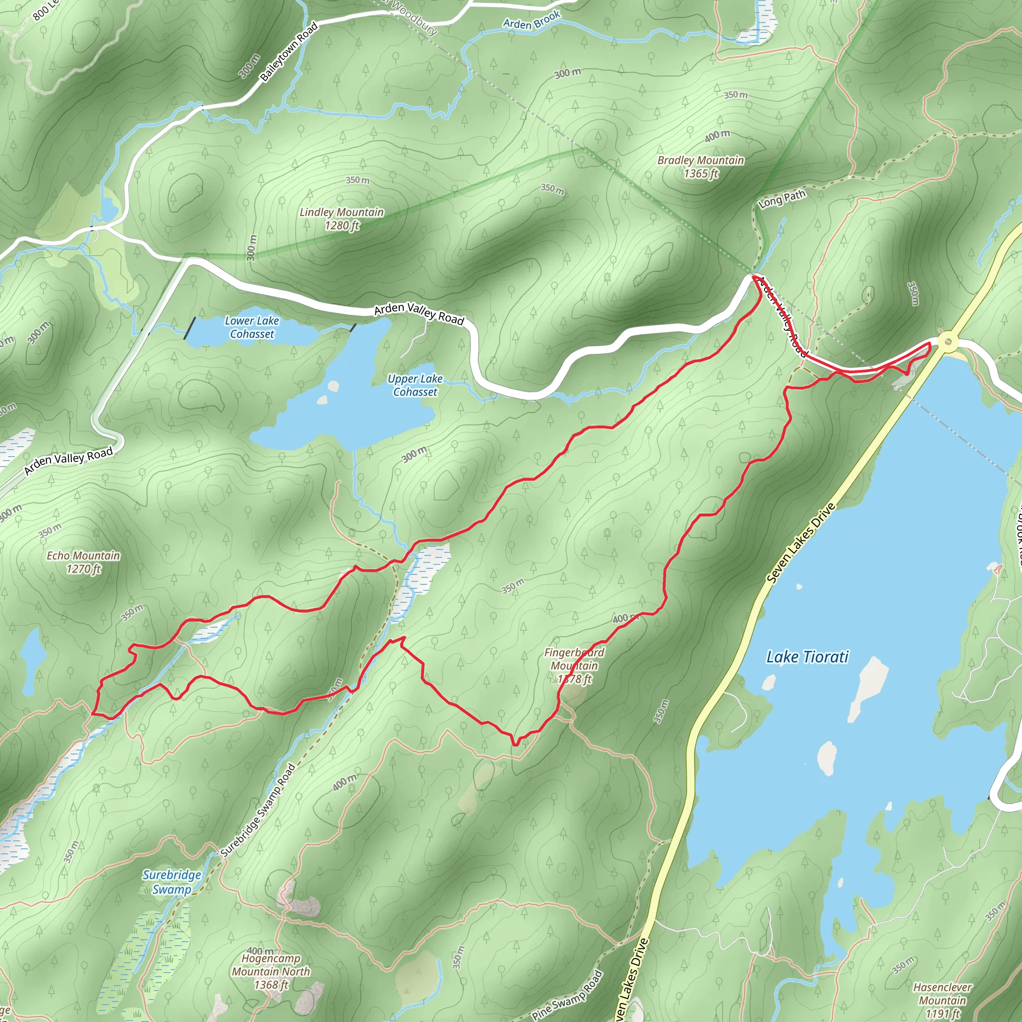 Fingerboard Mountain and Lake Tiorati Loop mobile static map