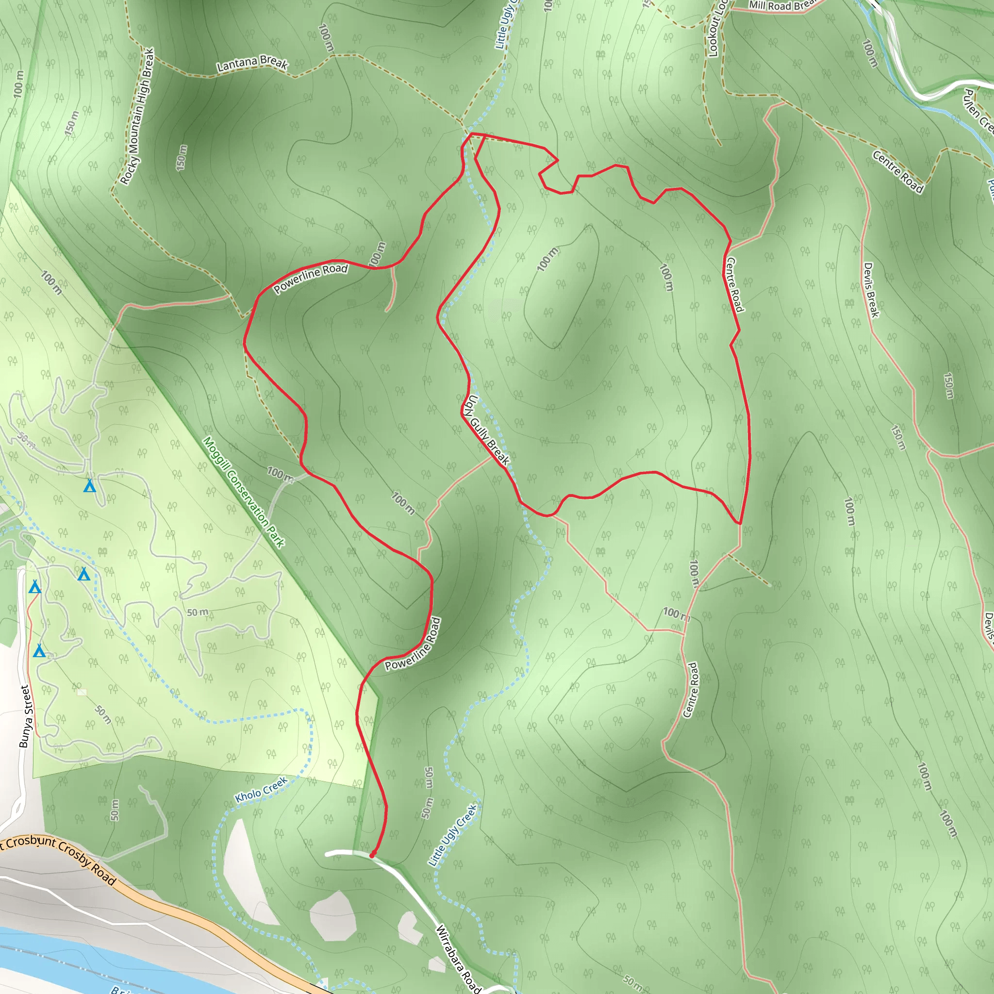 Ugly Gully Break Loop Track mobile static map