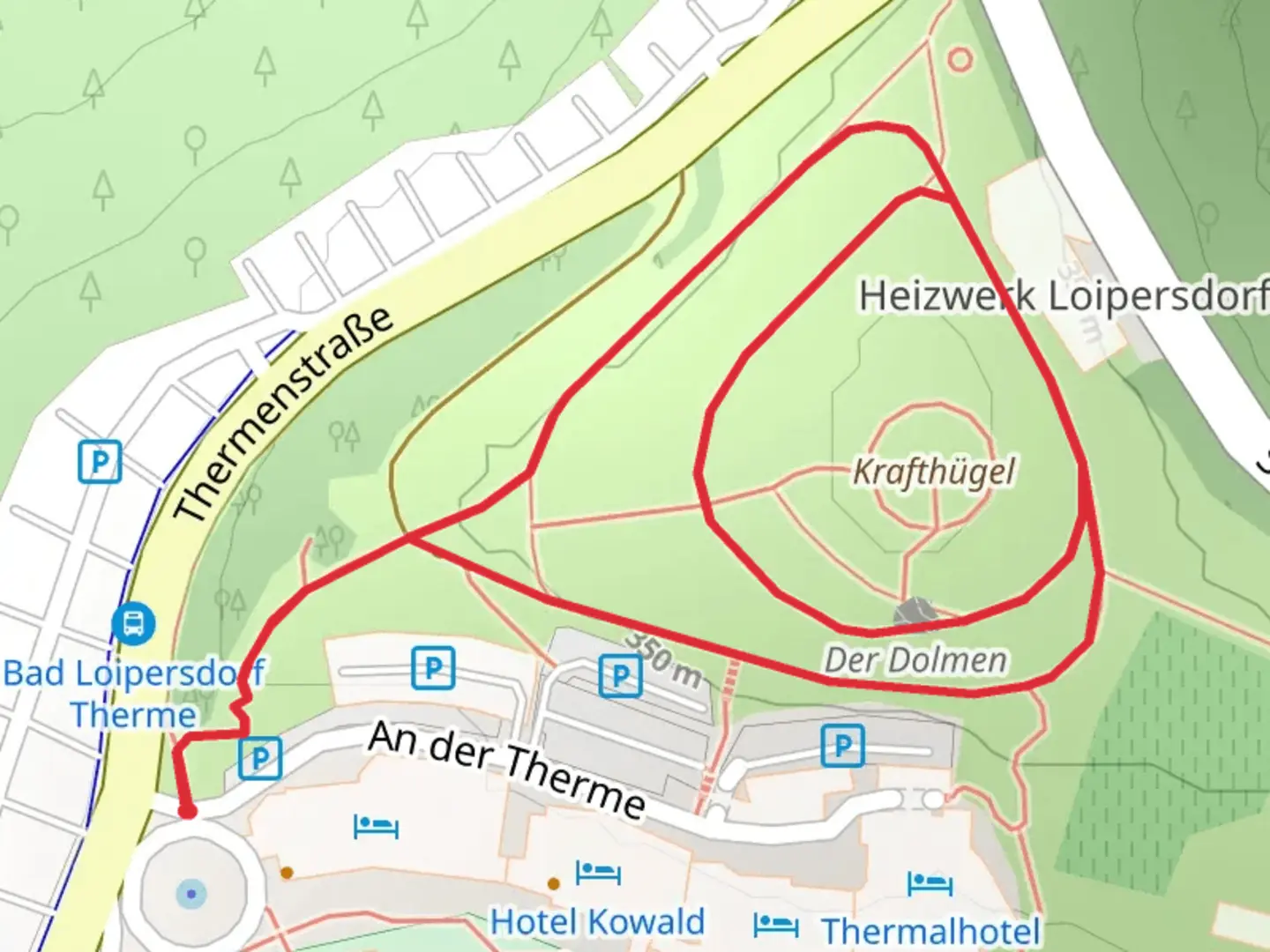 An image depicting the trail Kraftwanderweg and its surrounding area.