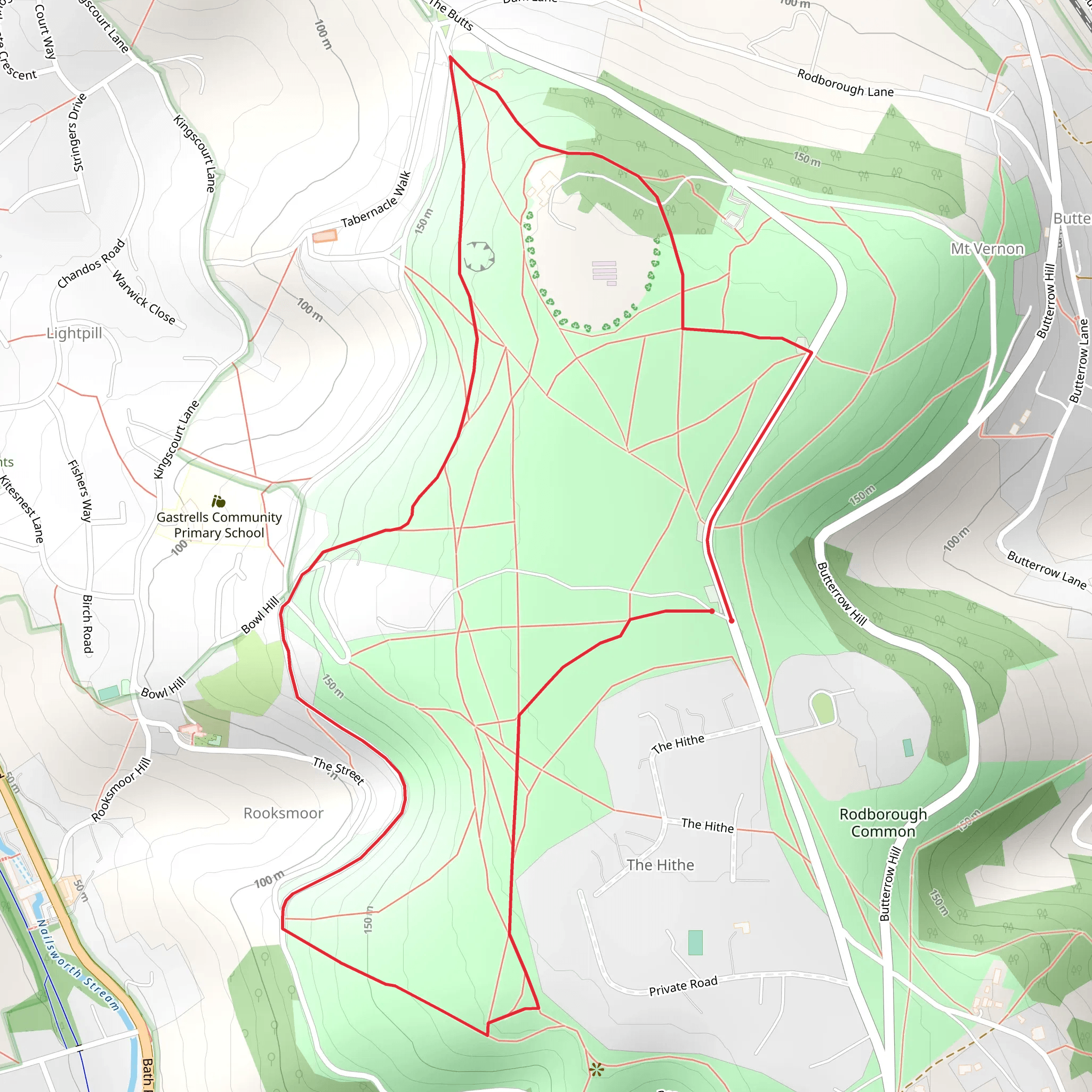 Rodborough Common Loop mobile static map