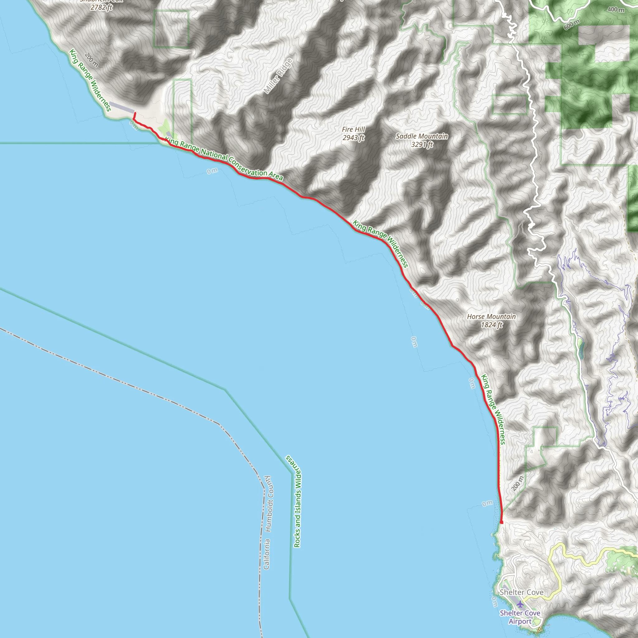 Lost Coast Trail Out and Back mobile static map