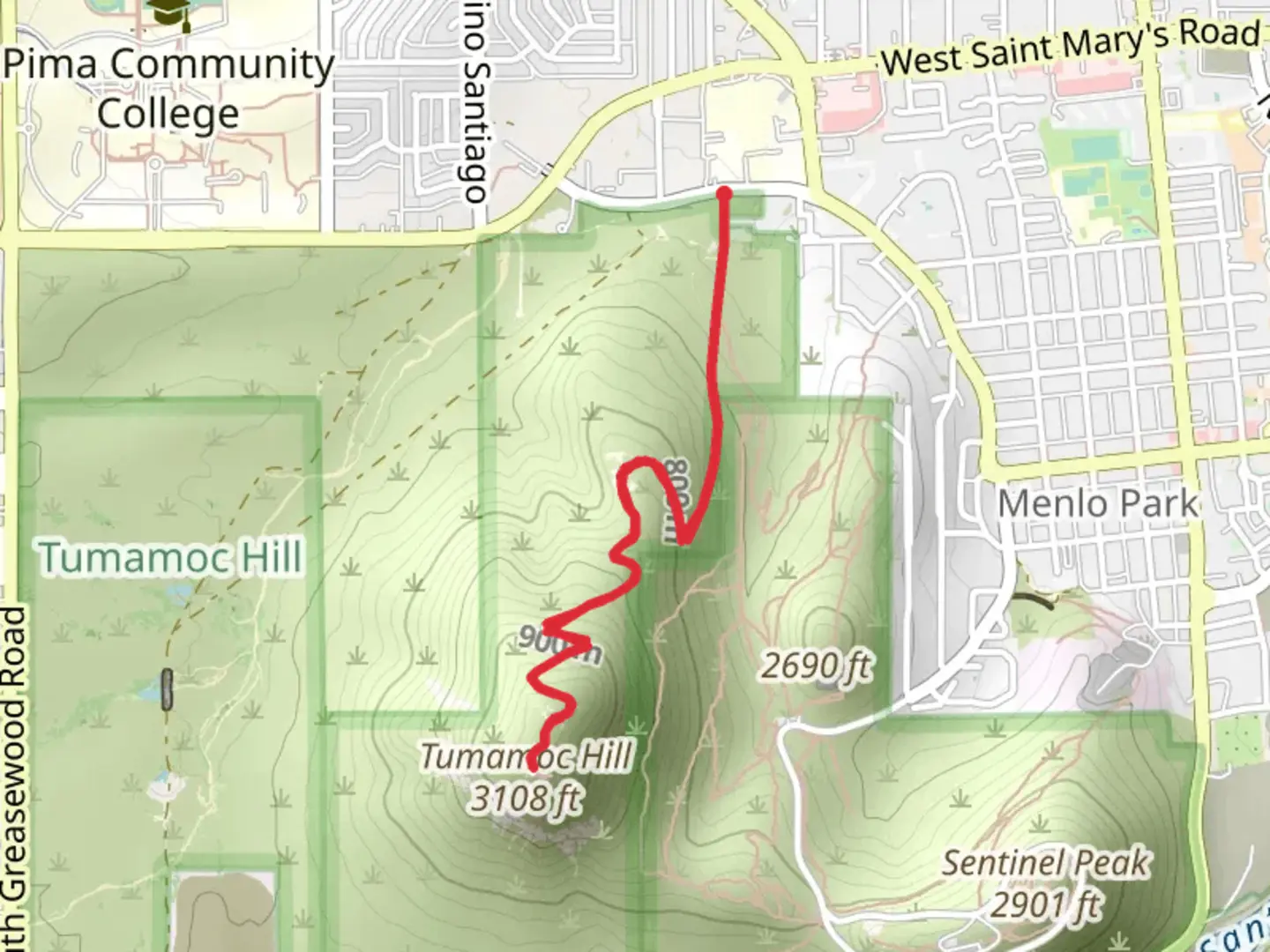 An image depicting the trail Tumamoc Hill and its surrounding area.