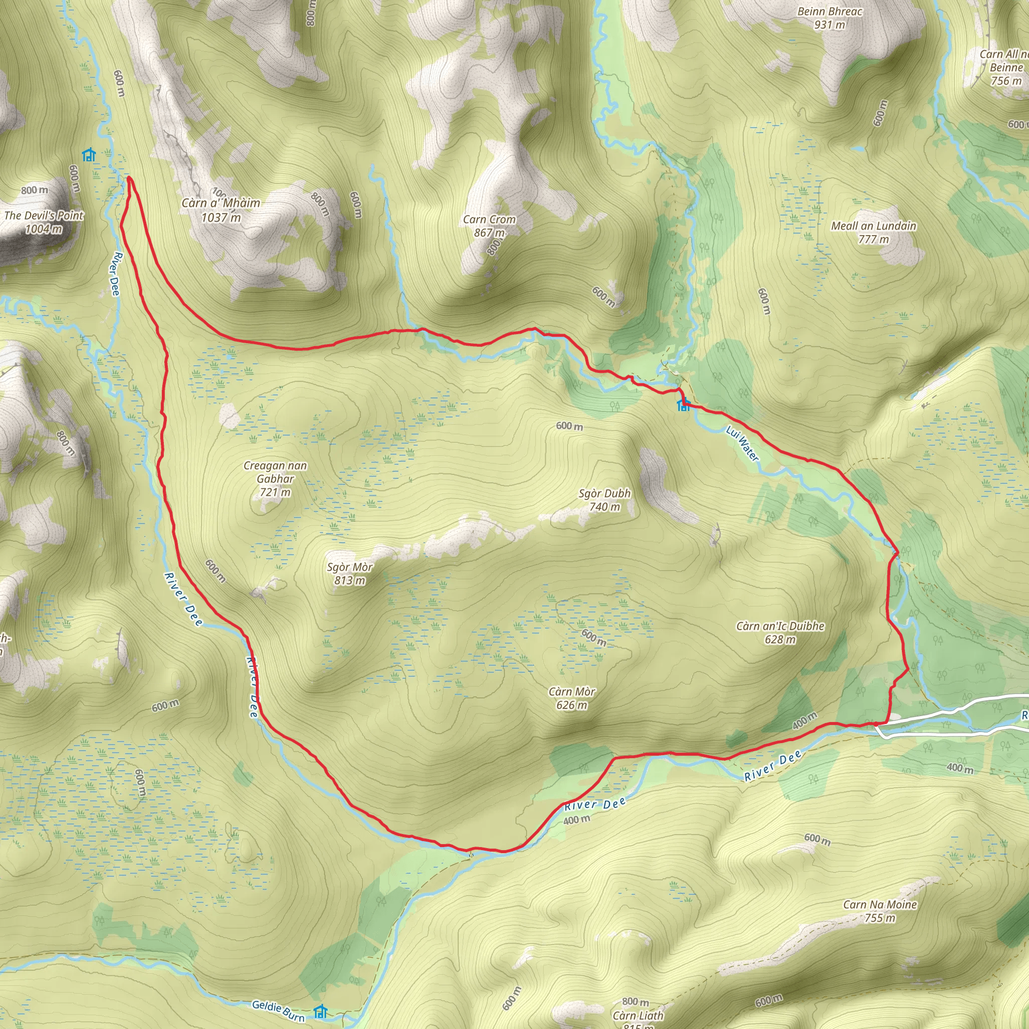 River Dee Loop from Linn of Dee mobile static map