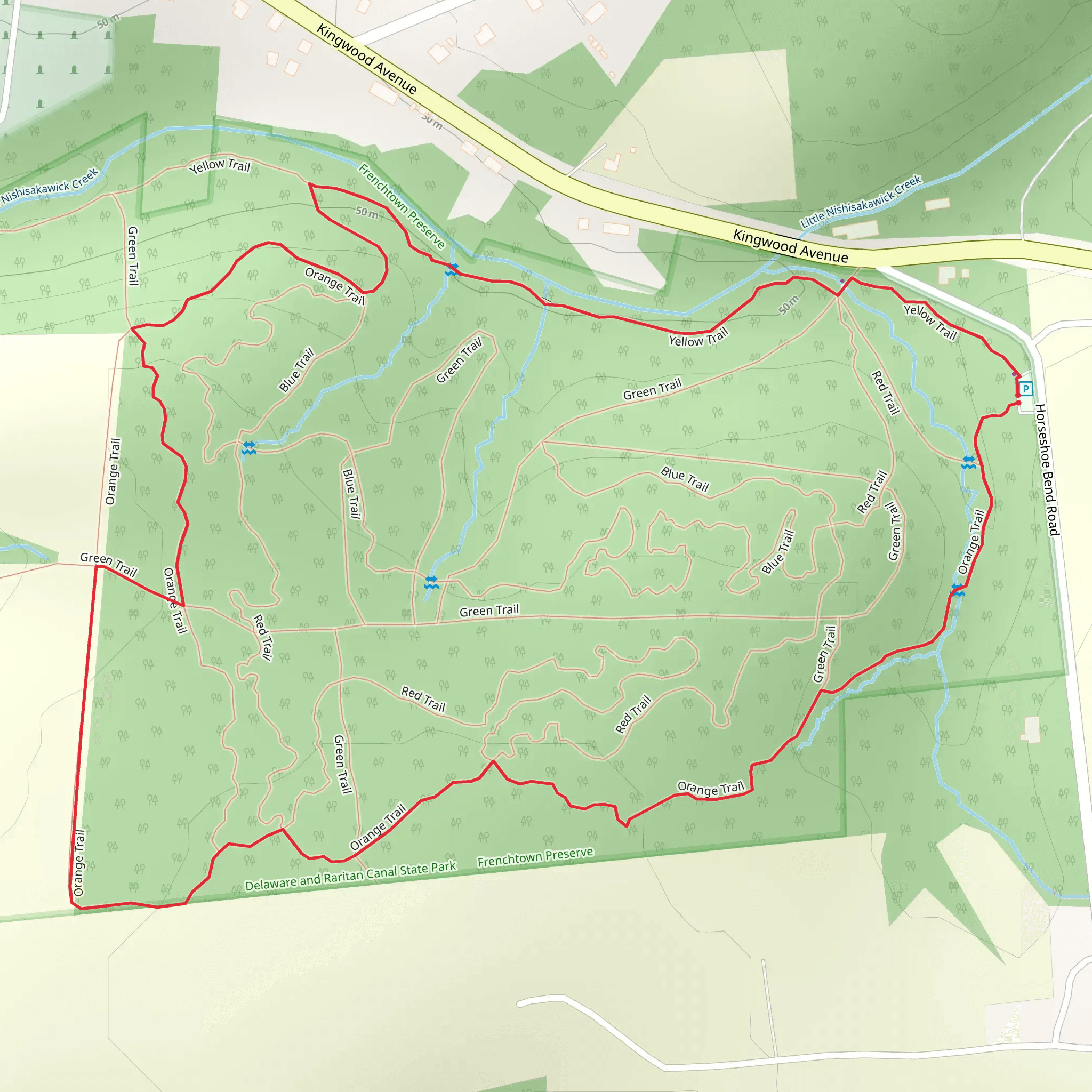 Yellow and Orange Long Loop Trail mobile static map