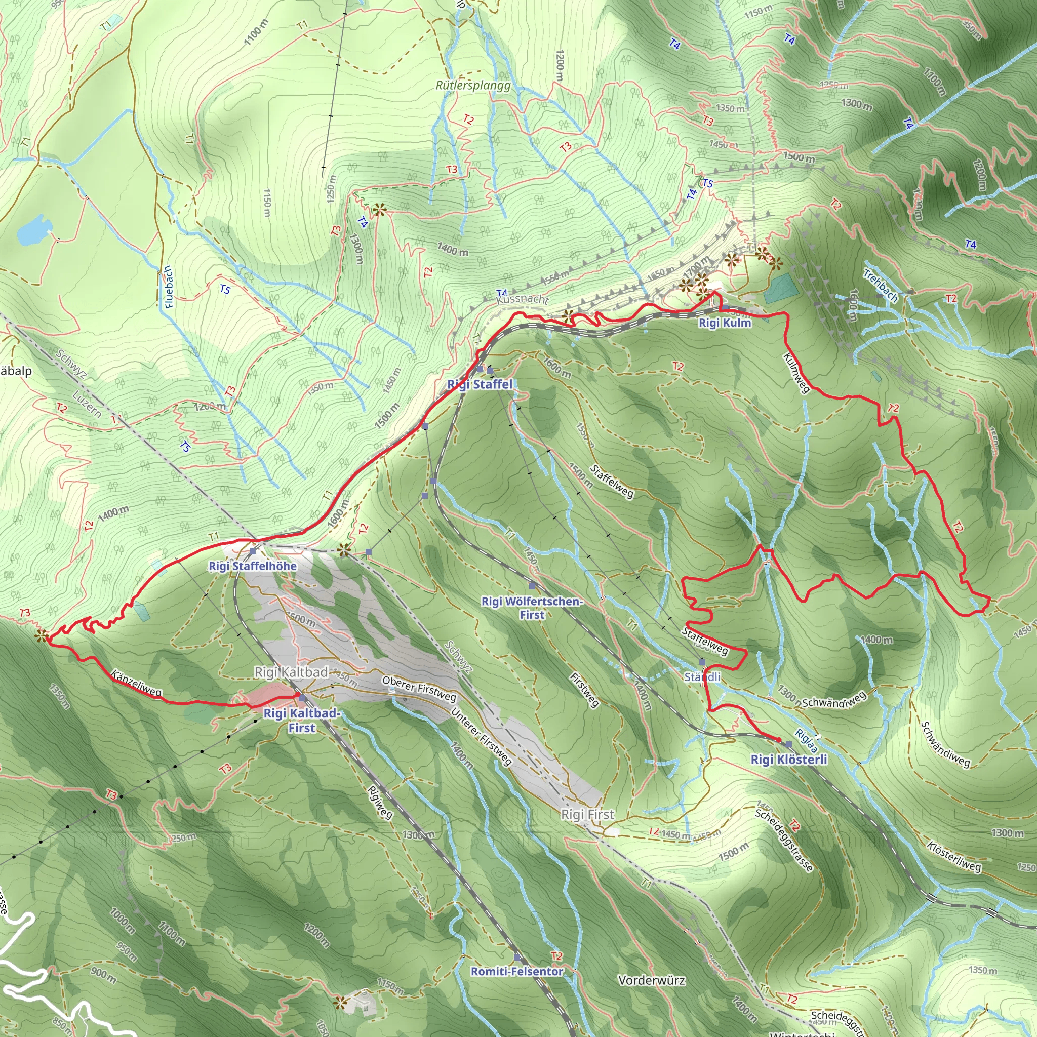 Mt Rigi Summit and Valley Trail mobile static map