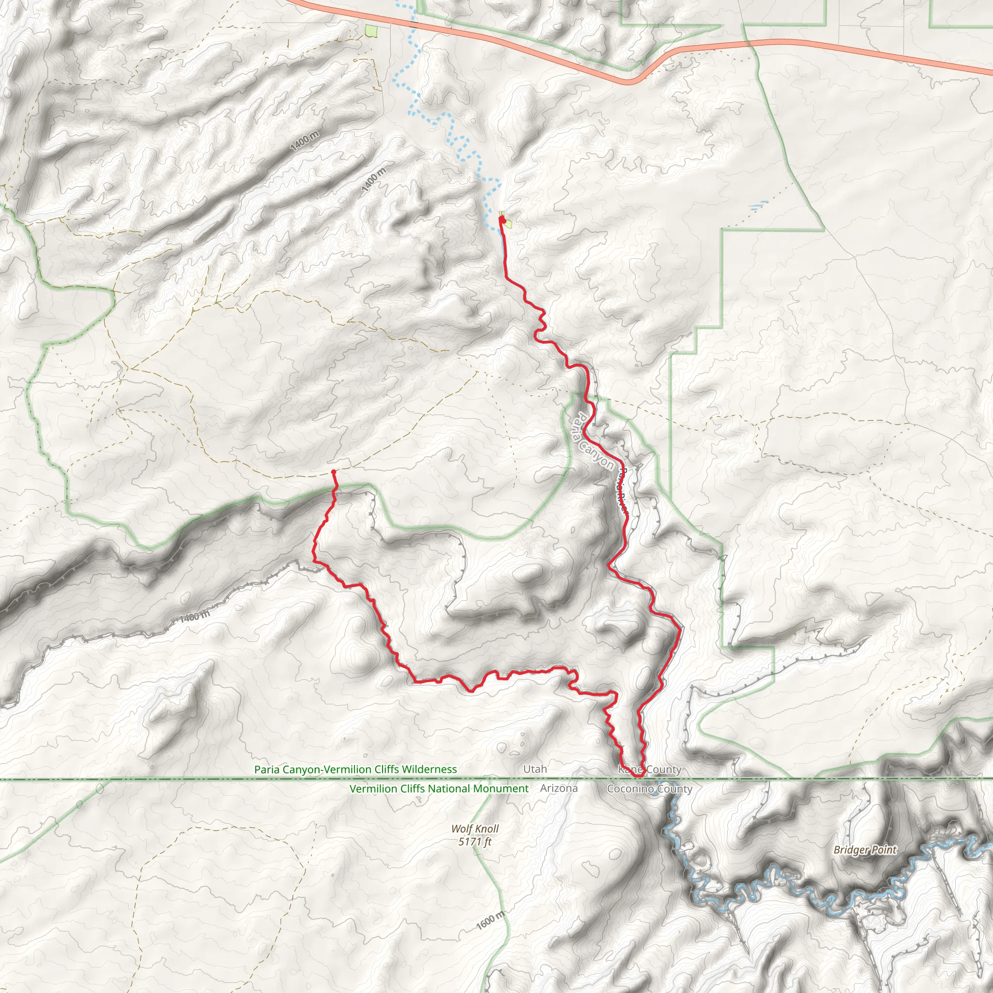 Buckskin Gulch Trail and Paria River Trail mobile static map