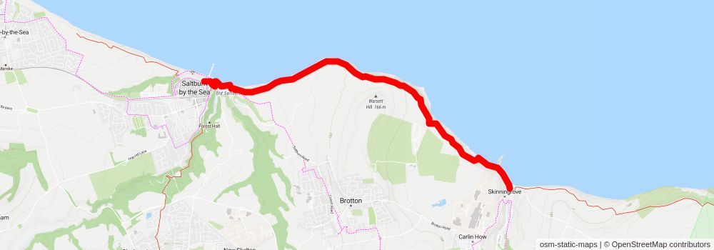 Runswick Bay - Port Mulgrave - Staithes - Skinningrove and Saltburn by the Sea stage 2 Map