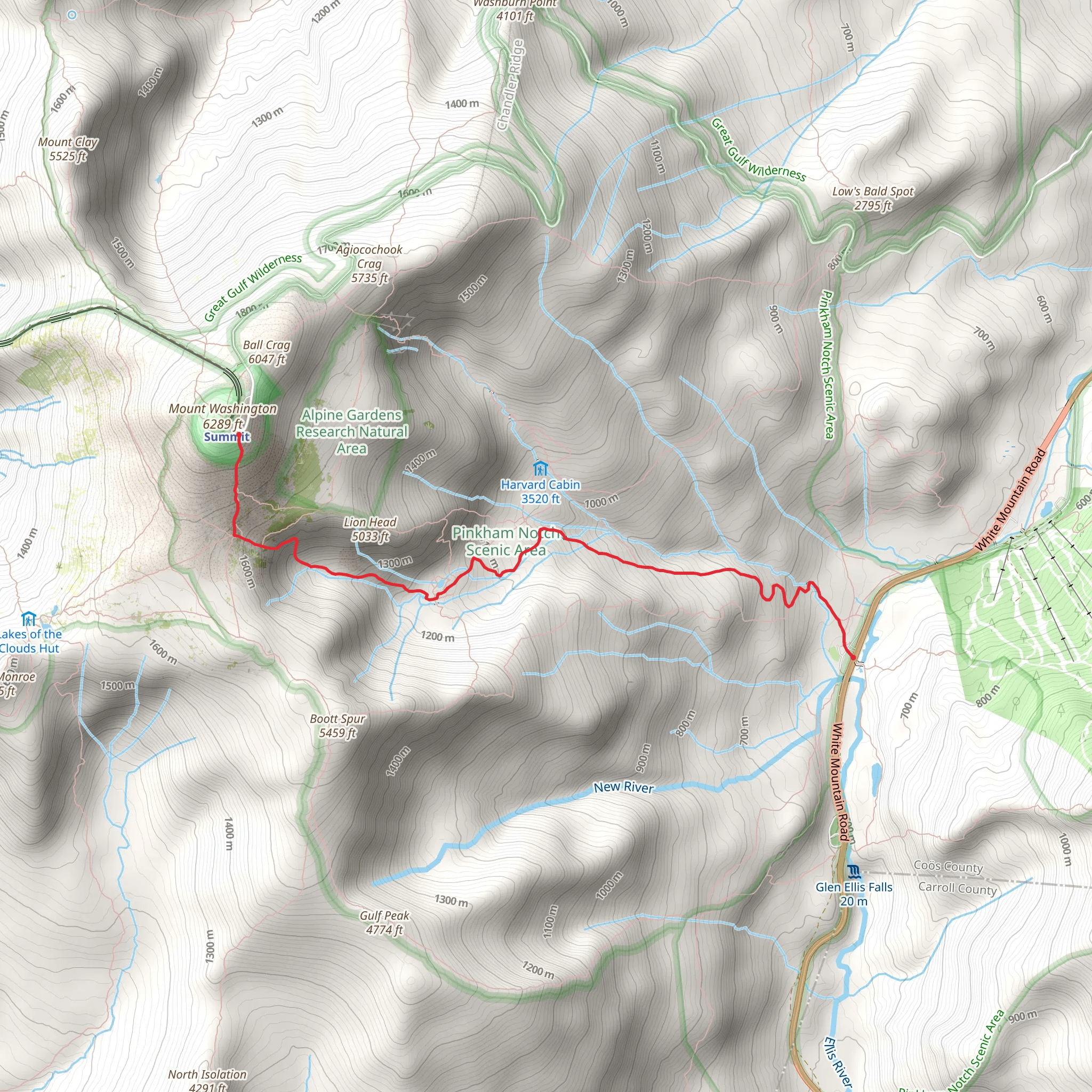Tuckerman Ravine Trail mobile static map
