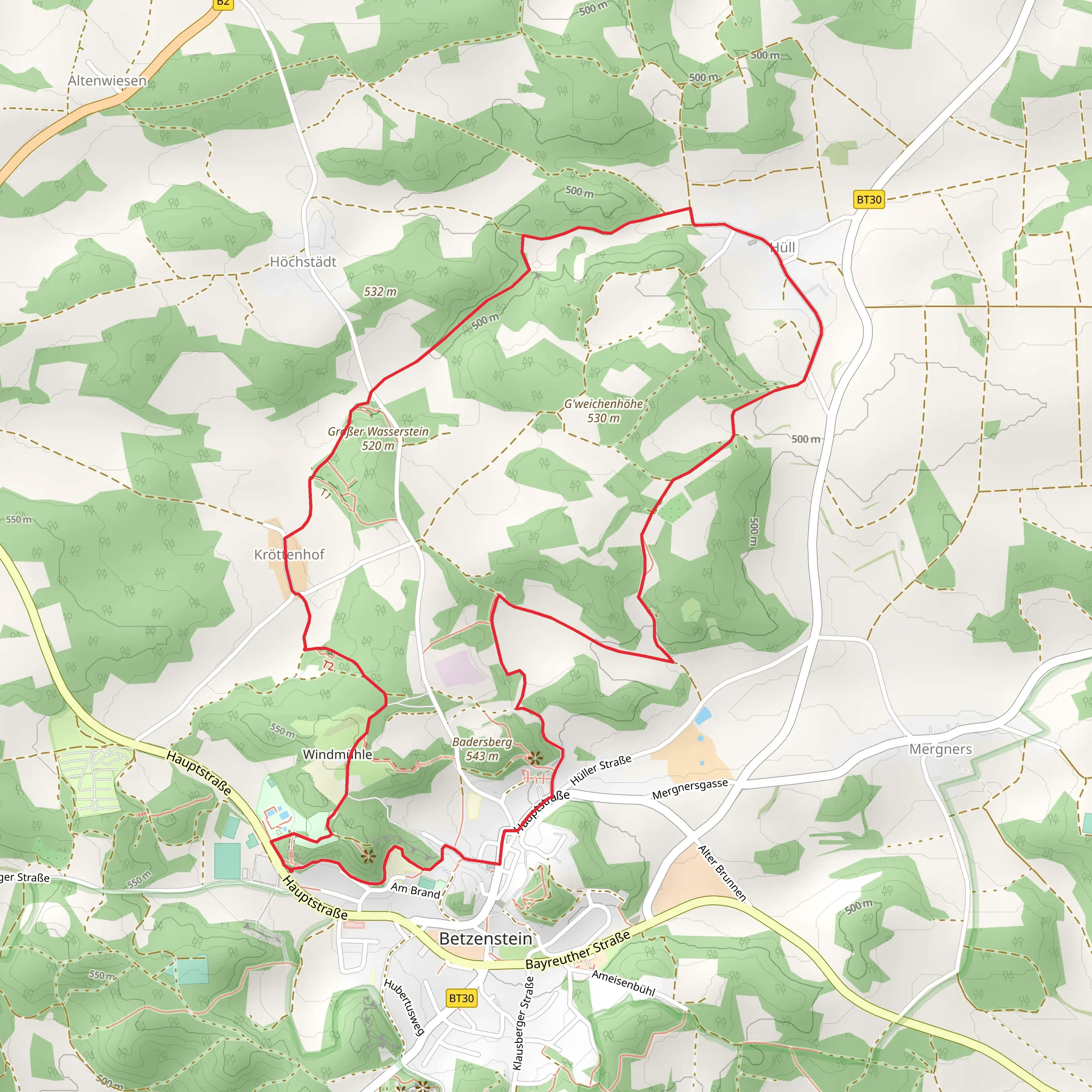 Klauskirche, Hexentor and Großer Wasserstein Loop mobile static map