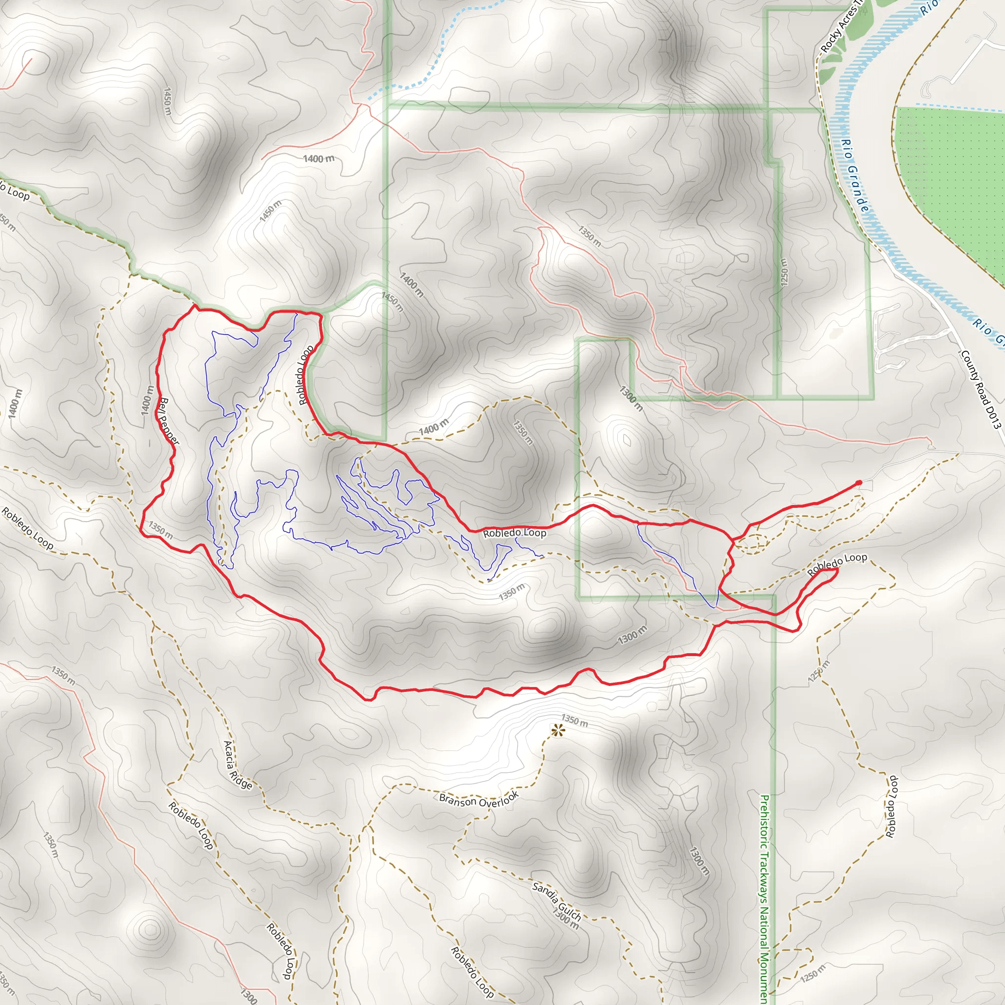 Robledo and Branson Canyon Loop mobile static map