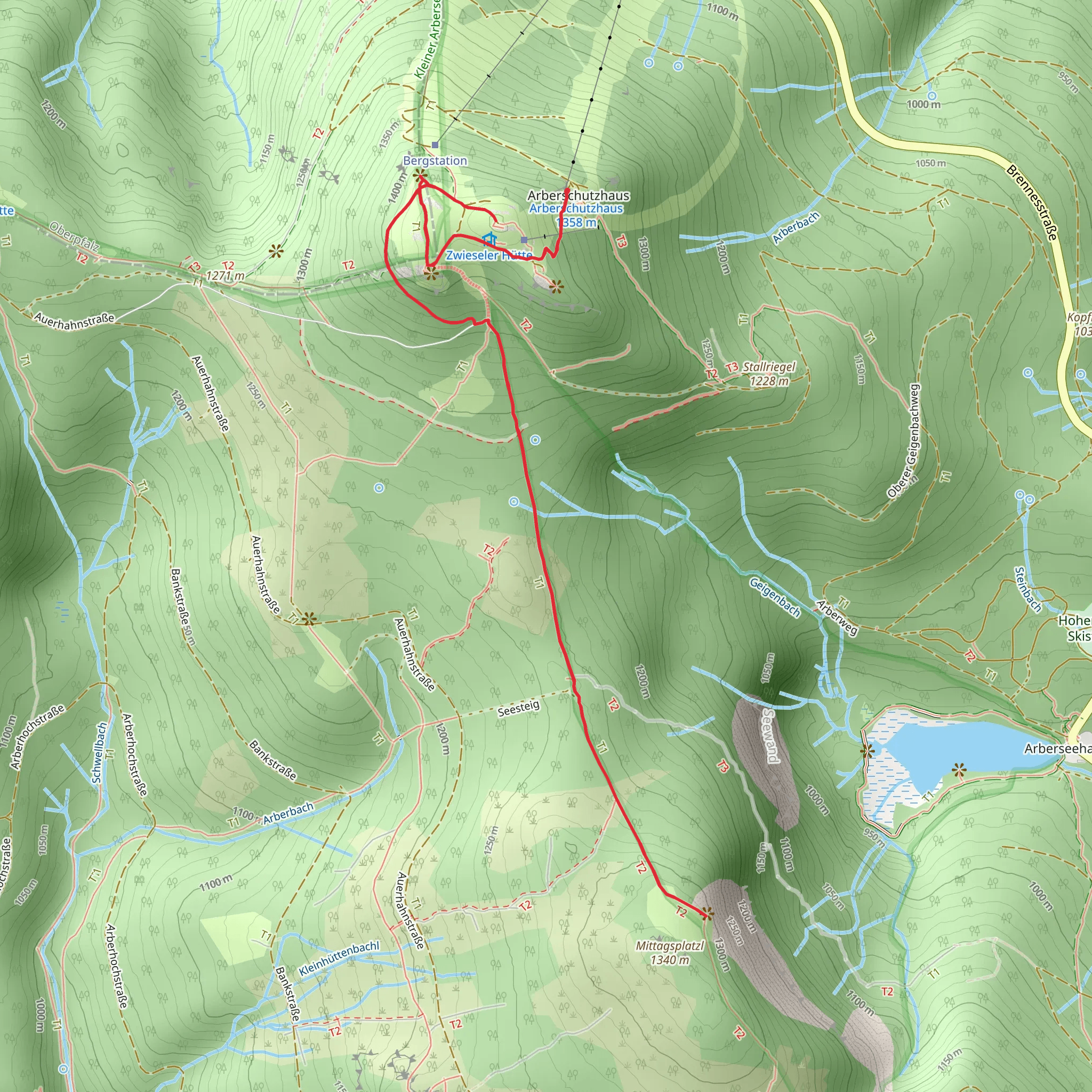 Großer Arber and Mittagsplatzl Walk mobile static map