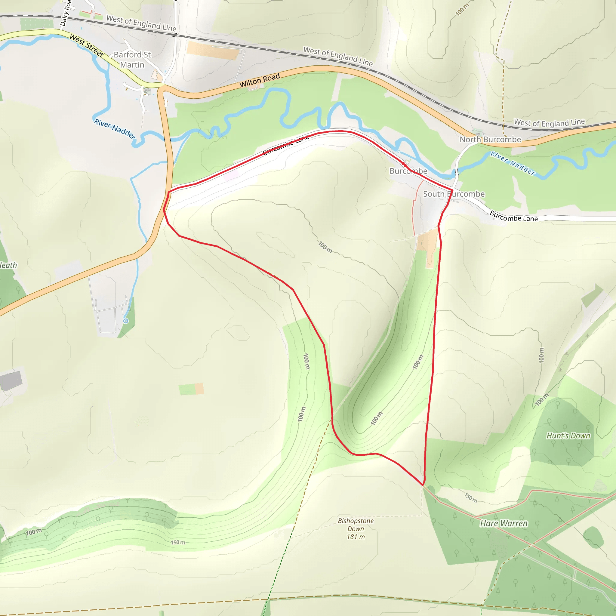 Burcombe and the Punch Bowl Walk mobile static map