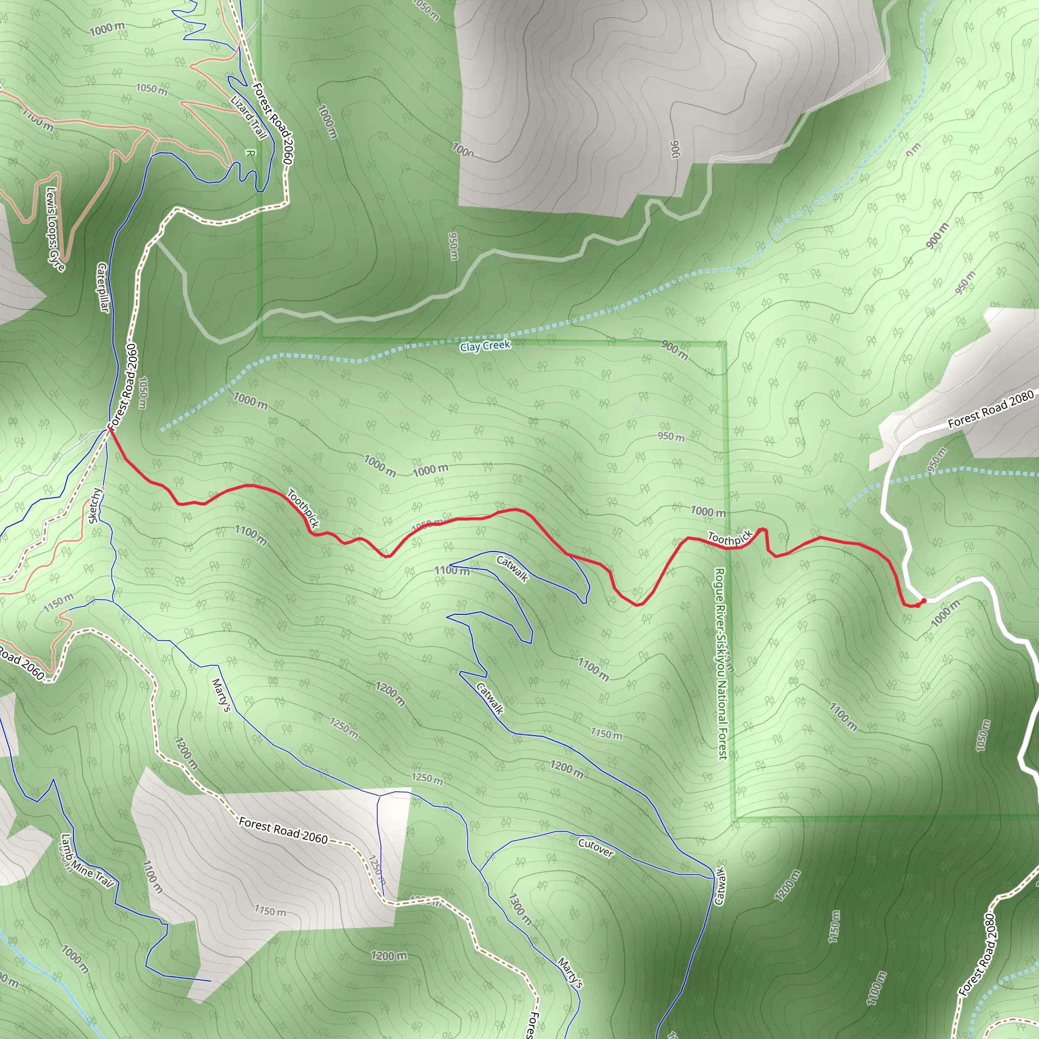 Toothpick Trail mobile static map