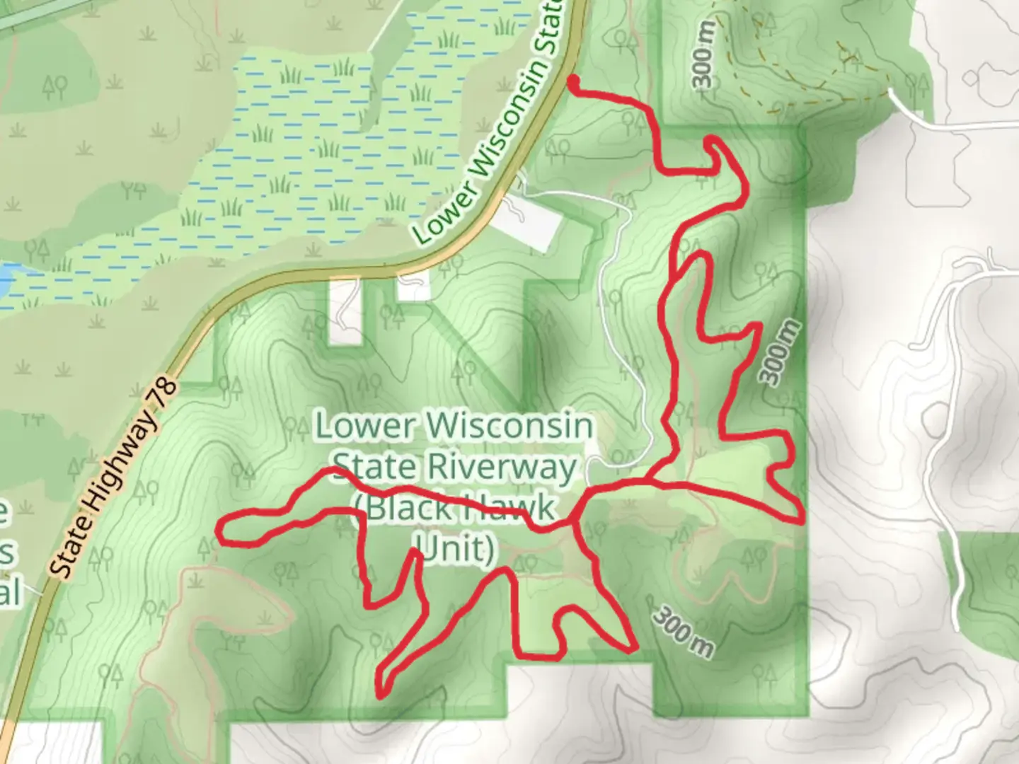 An image depicting the trail Lower Wisconsin State Riverway Loop - Black Hawk Unit and its surrounding area.
