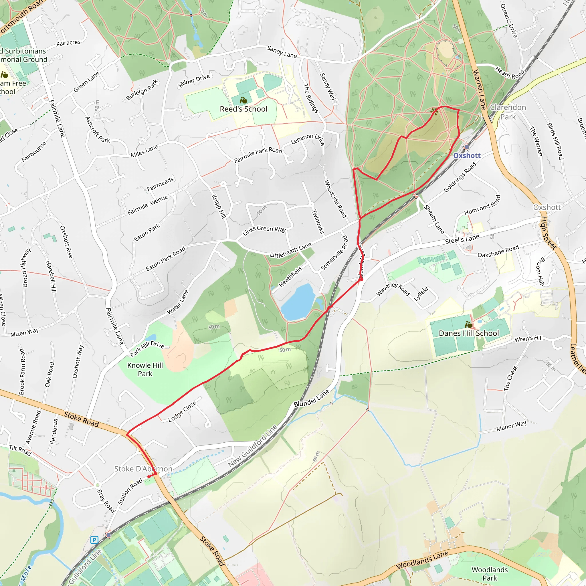Oxshott Heath Short Loop from Stoke D'Abernon mobile static map