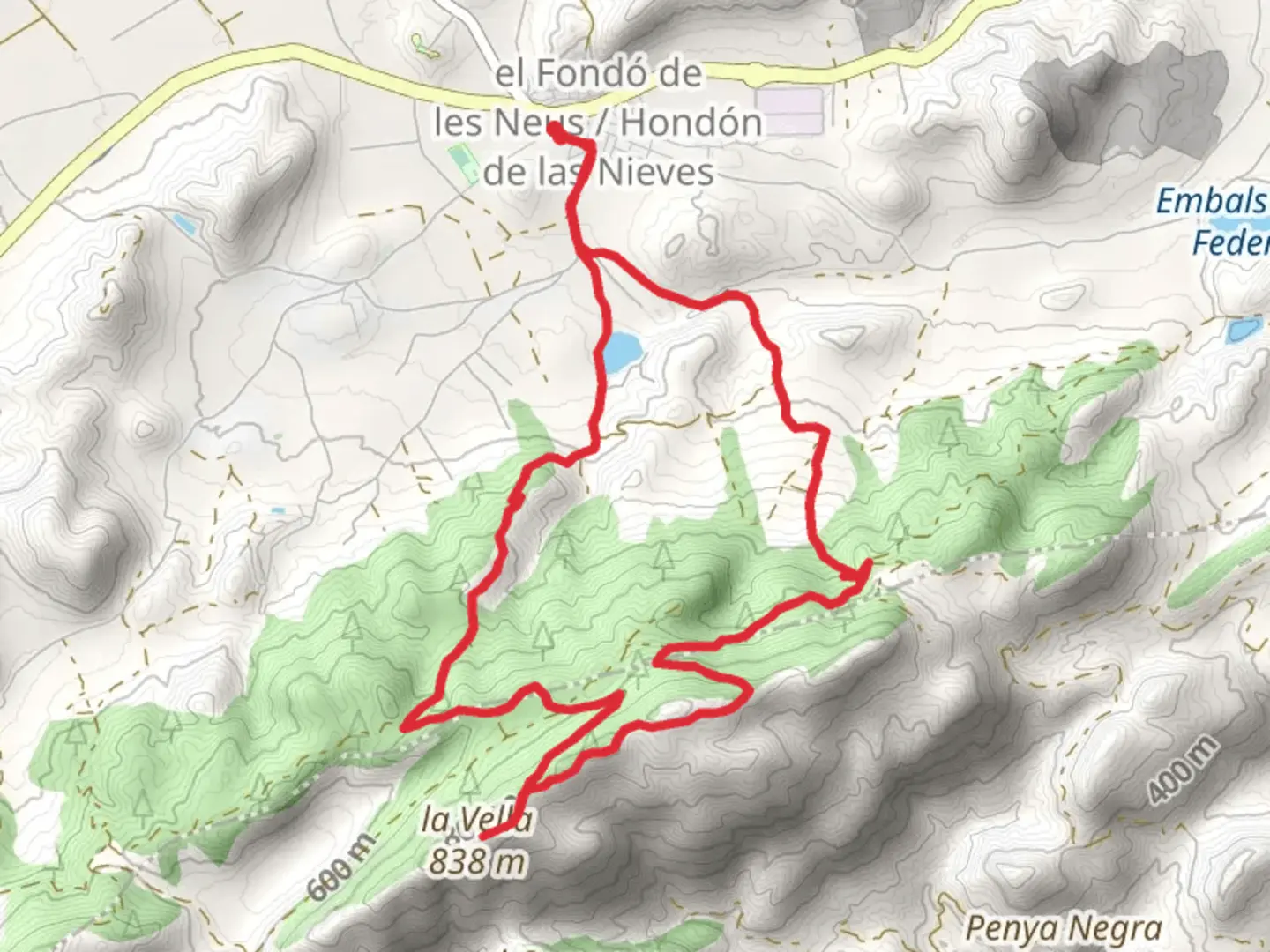An image depicting the trail Els Evangelistes Trail PR CV 279 and its surrounding area.