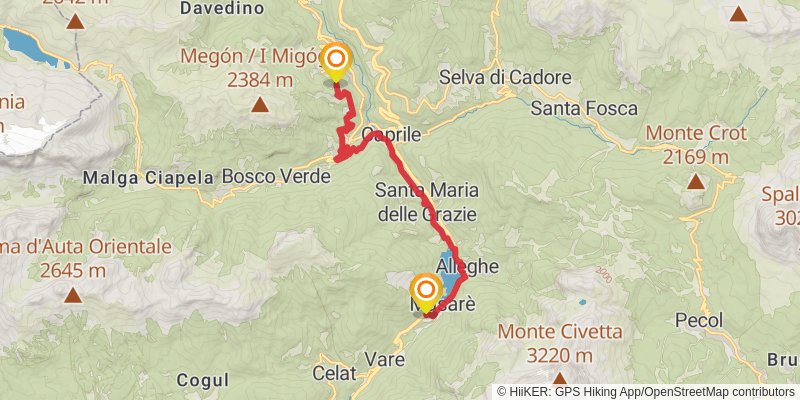 Camino Delle Dolomiti stage 10 Map